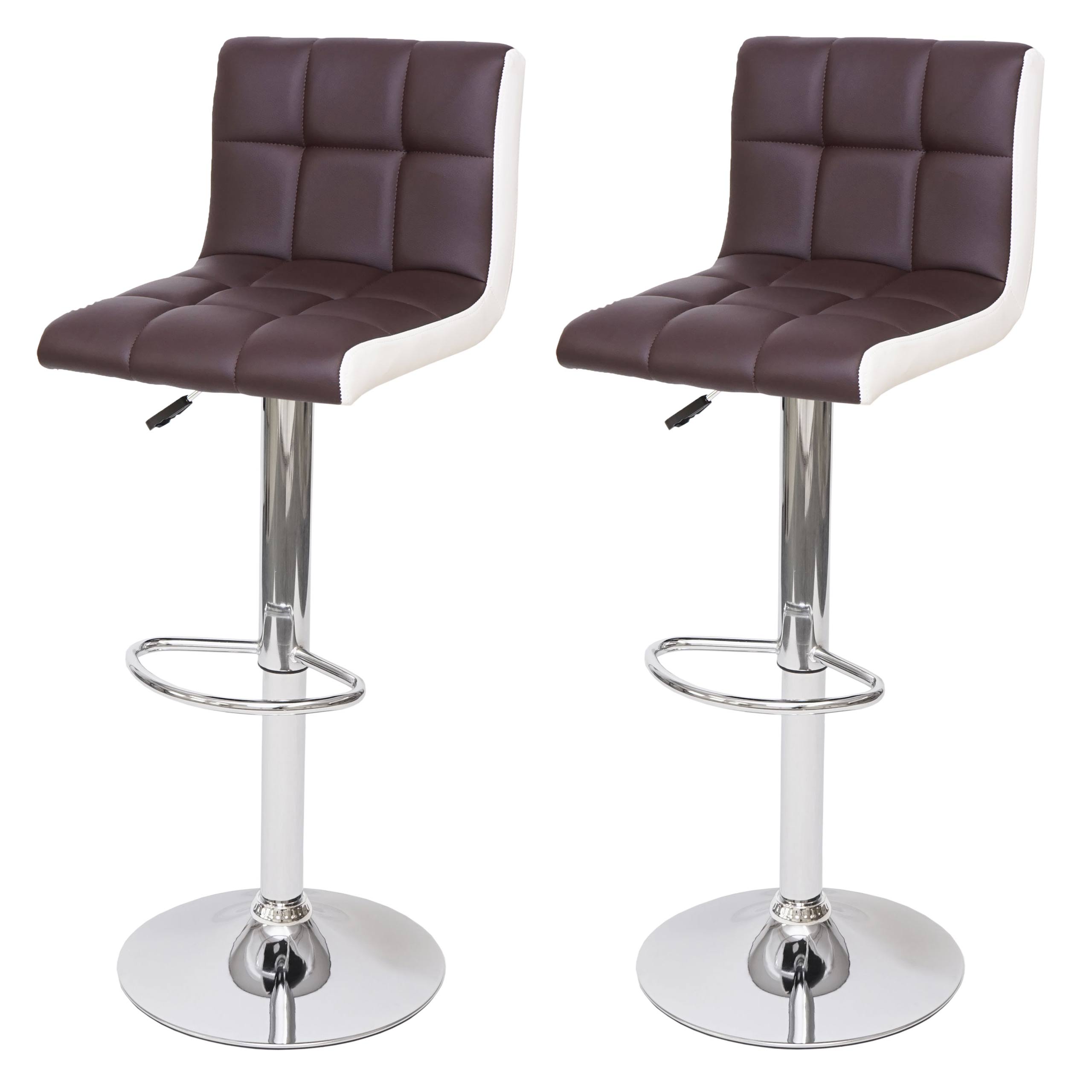 2er-Set Barhocker MCW-G87, Tresenhocker Barstuhl, h&ouml;henverstellbar ~ Kunstleder braun-wei&szlig;, Chromfu&szlig; - Bild 1