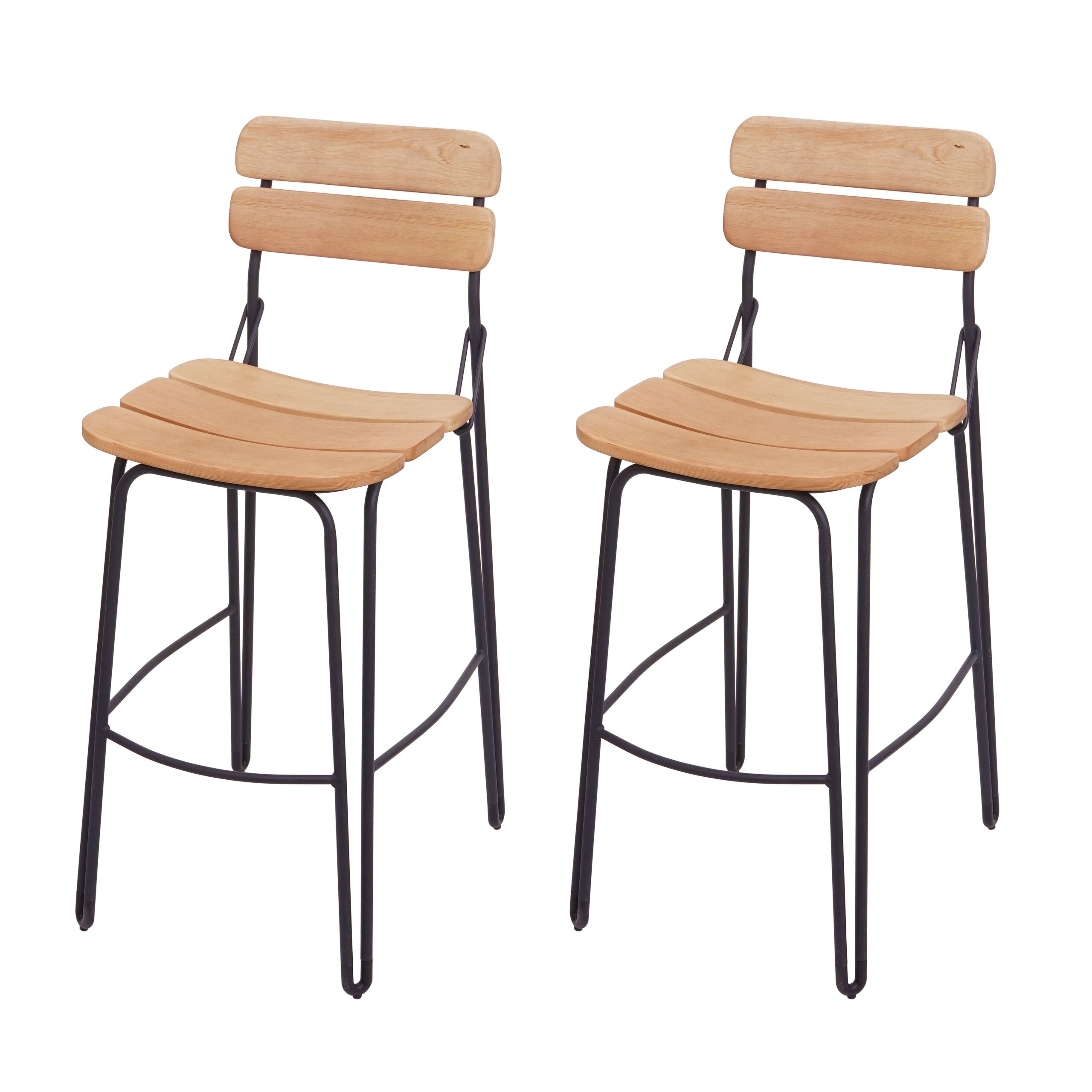 2er-Set Barhocker MCW-G71, Barstuhl K&uuml;chenhocker Bistrostuhl Tresenhocker, Industrial Metall Holz ~ naturbraun - Bild 1