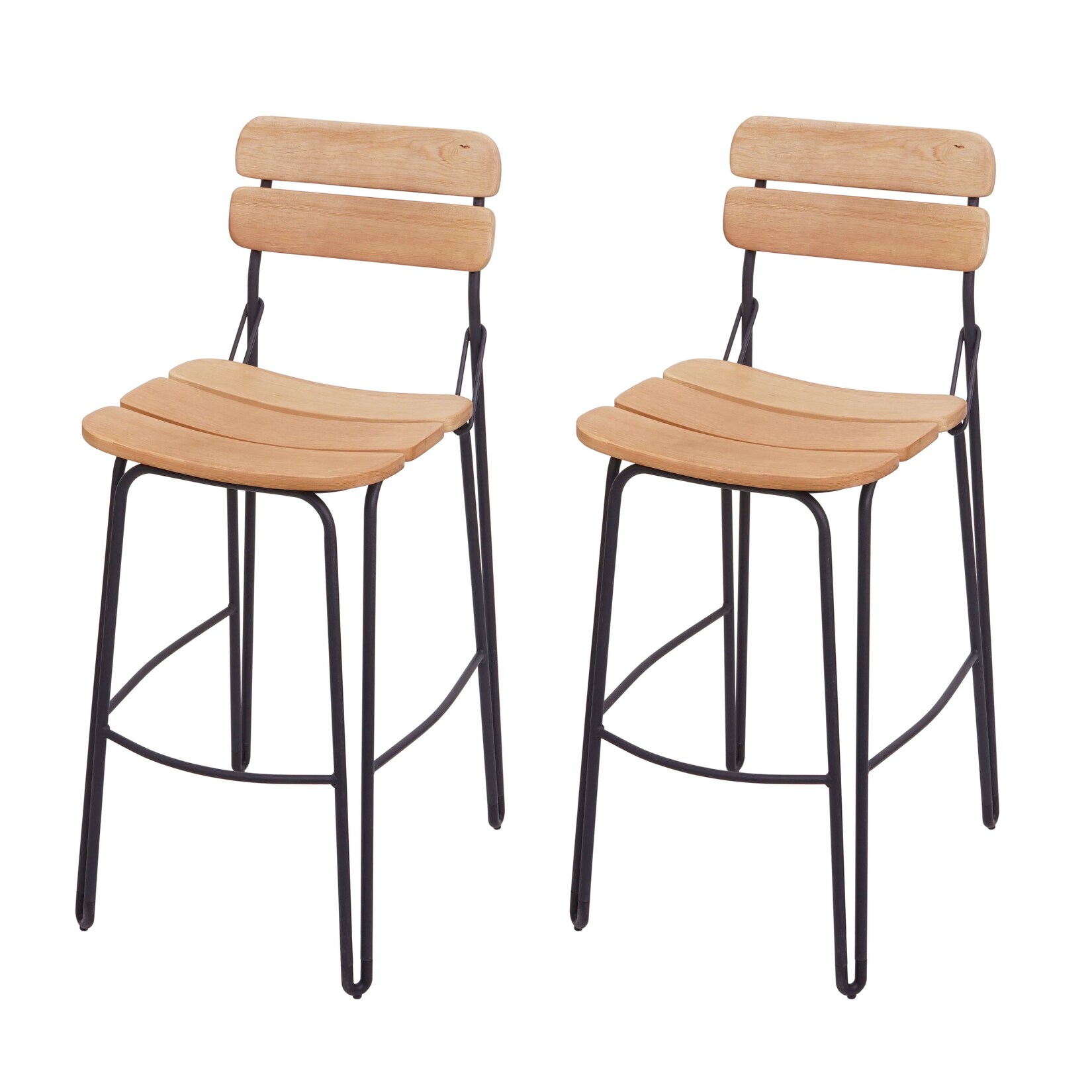 2er-Set Barhocker MCW-G71, Barstuhl Küchenhocker Bistrostuhl Tresenhocker, Industrial Metall Holz ~ naturbraun | 04057651431840