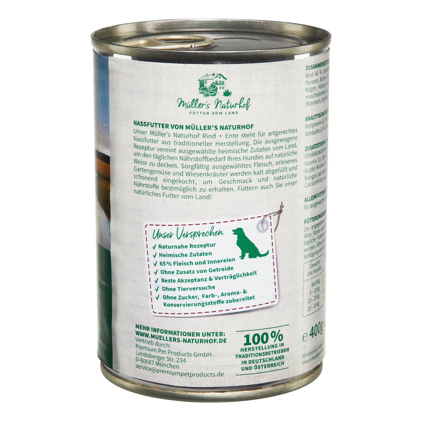 Mllers Naturhof Hundenahrung Rind & Ente 400 g, 6er Pack online kaufen bei  Netto