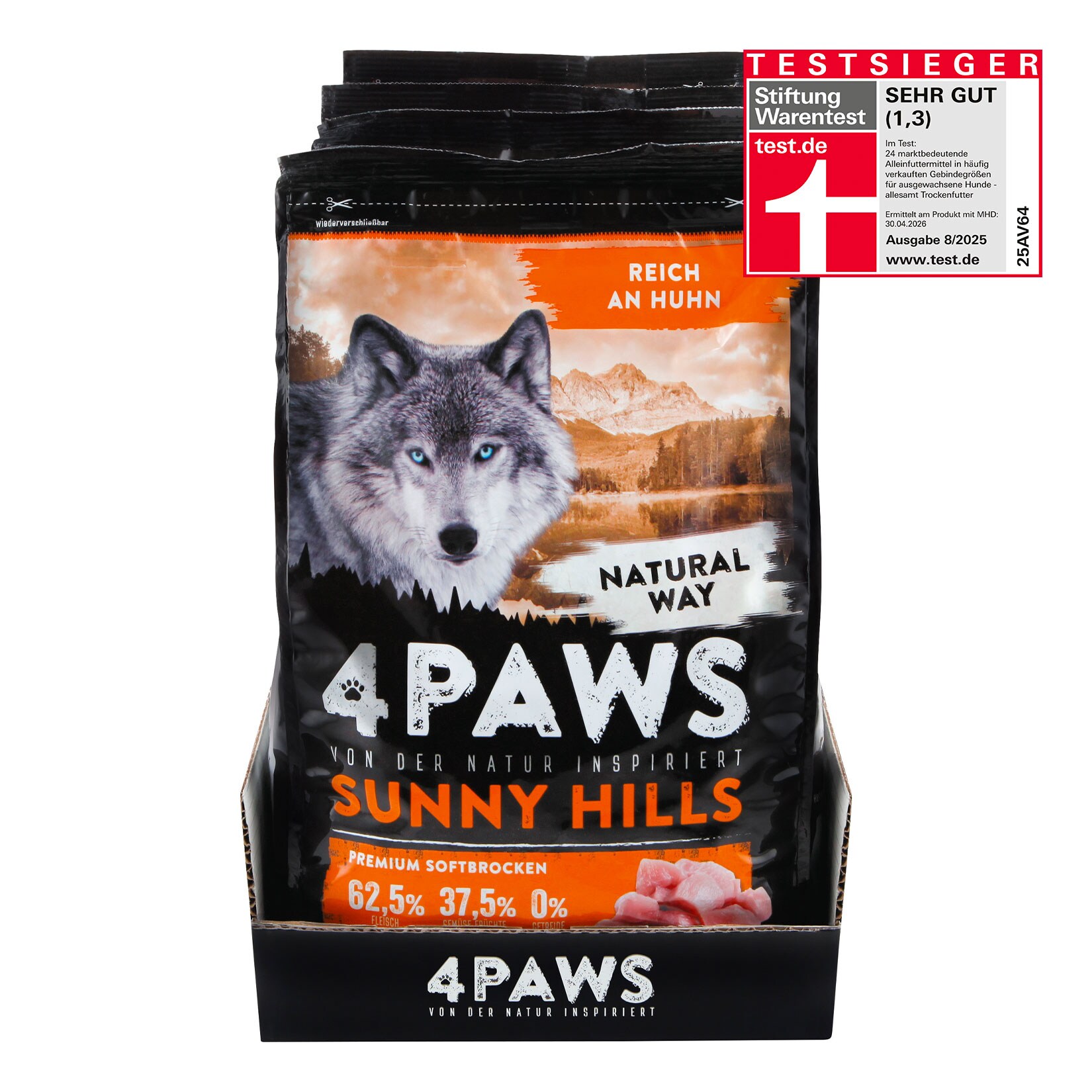 4 PAWS Hundetrockenfutter Huhn 2 kg, 4er Pack | 04311596627790