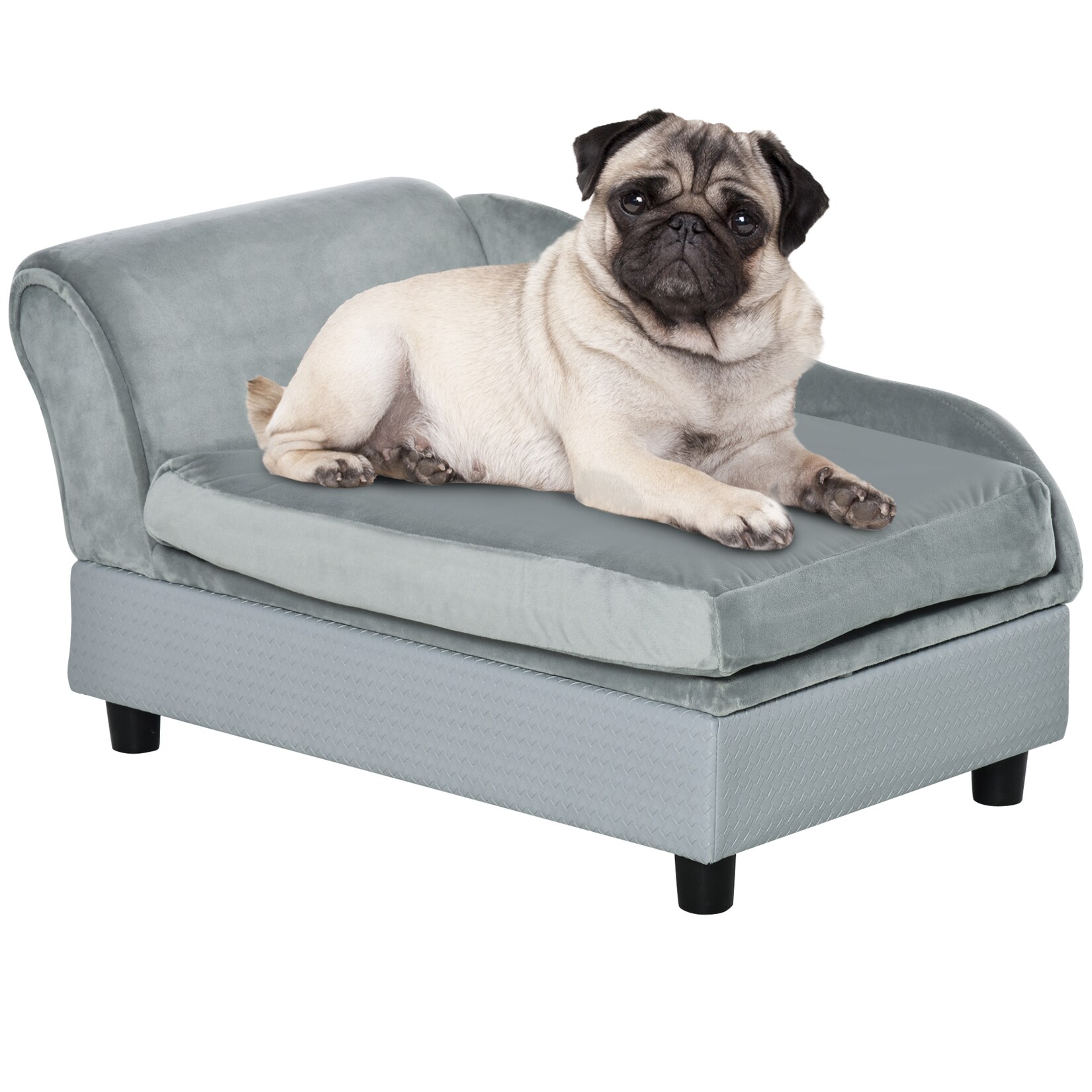 PawHut Hundesofa Naturholz, Plüsch, Schaumstoff | 04251774965453