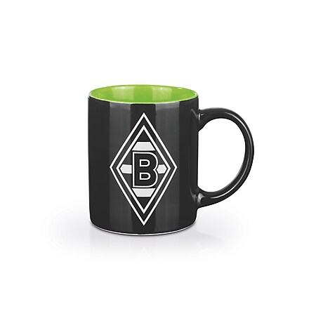 BMG Kaffeebecher 350ml schwarz/weiß/grün mit Logo - Bild 1