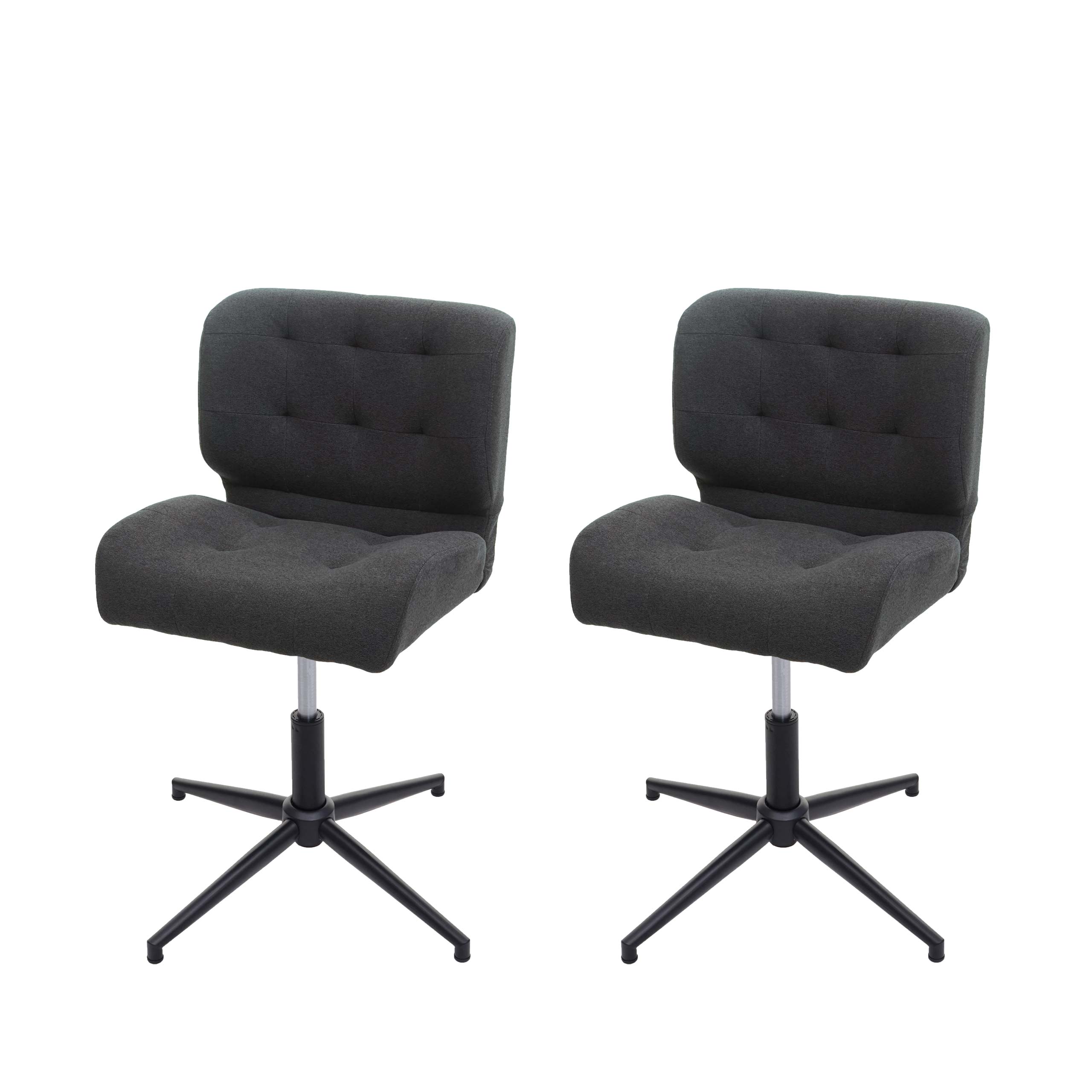 2er-Set Esszimmerstuhl MCW-H42, Drehstuhl K&uuml;chenstuhl, h&ouml;henverstellbar drehbar ~ Stoff/Textil dunkelgrau, Fu&szlig; schwarz - Bild 1