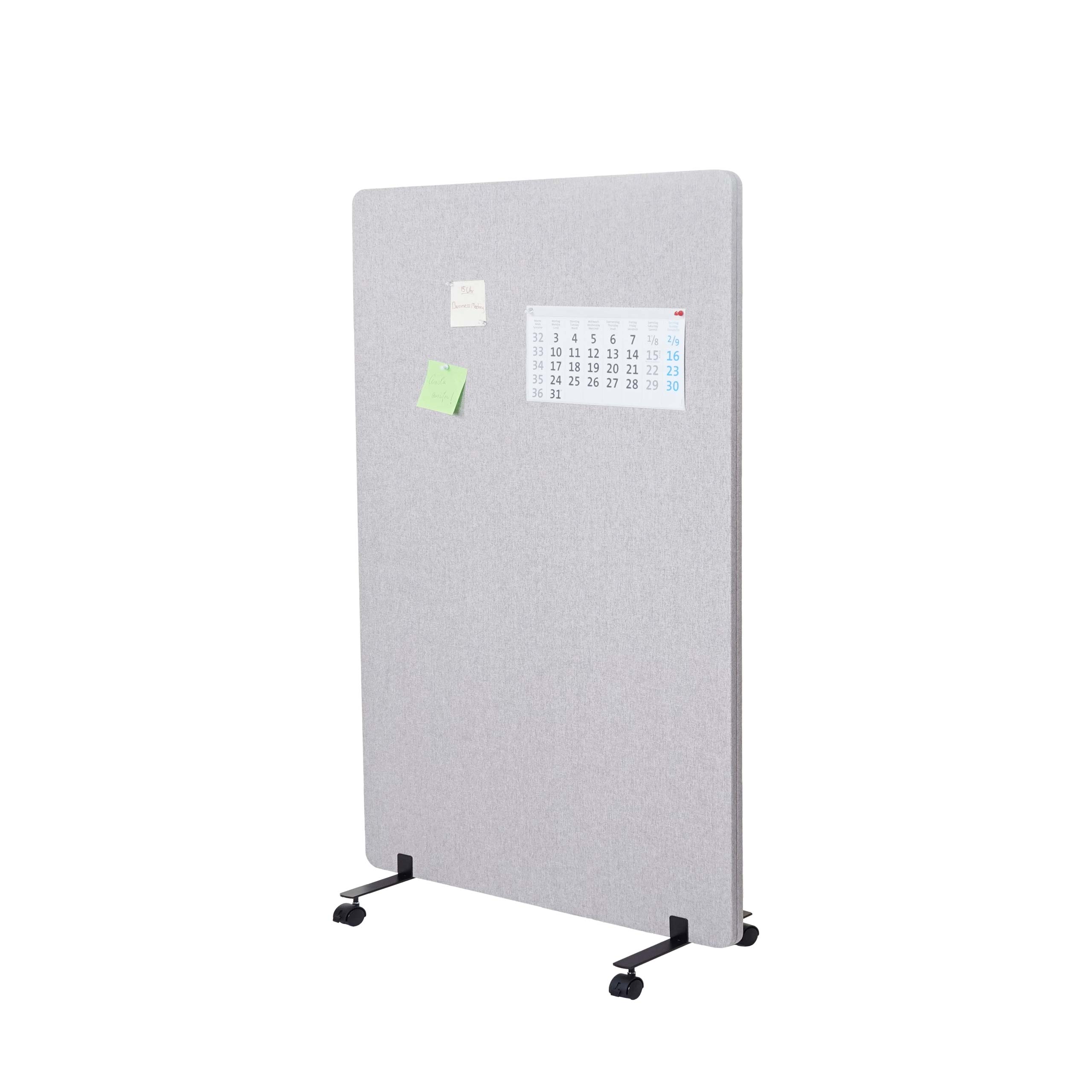 Akustik-Trennwand MCW-G77, B&uuml;ro-Sichtschutz Raumteiler Pinnwand, doppelwandig rollbar Stoff/Textil ~ 127x80cm grau - Bild 1