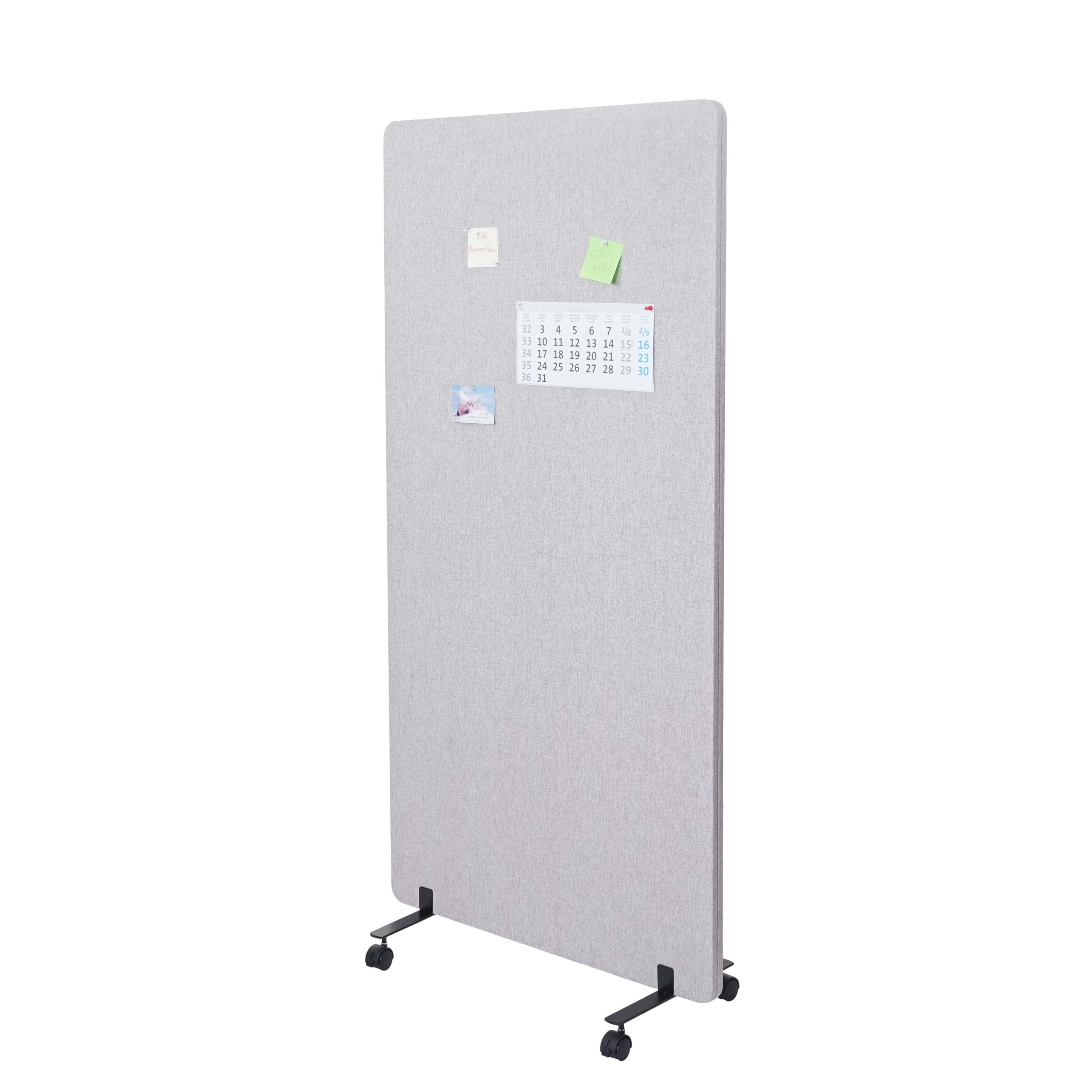 Akustik-Trennwand MCW-G77, B&uuml;ro-Sichtschutz Raumteiler Pinnwand, doppelwandig rollbar Stoff/Textil ~ 167x80cm grau - Bild 1