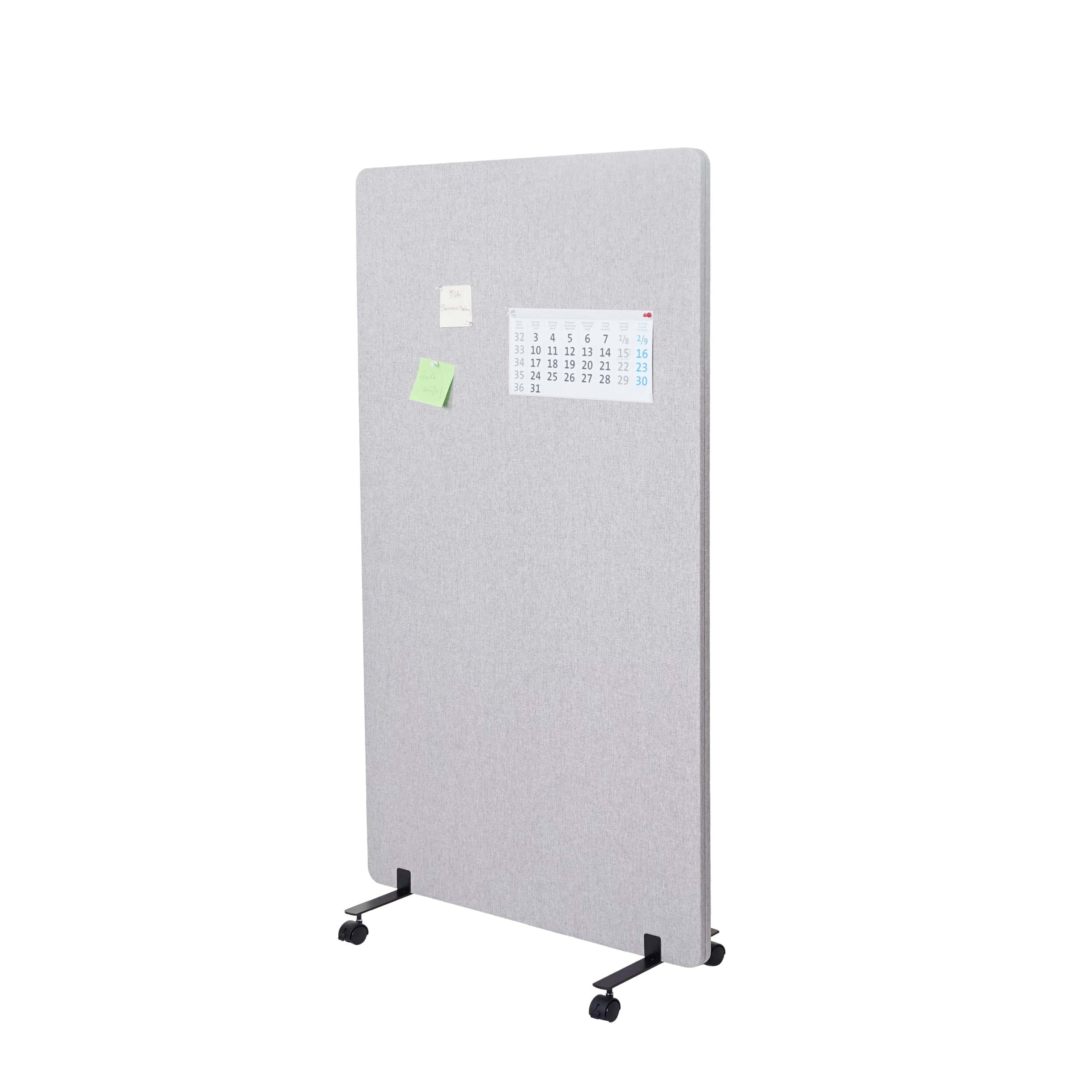 Akustik-Trennwand MCW-G77, B&uuml;ro-Sichtschutz Raumteiler Pinnwand, doppelwandig rollbar Stoff/Textil ~ 147x80cm grau - Bild 1