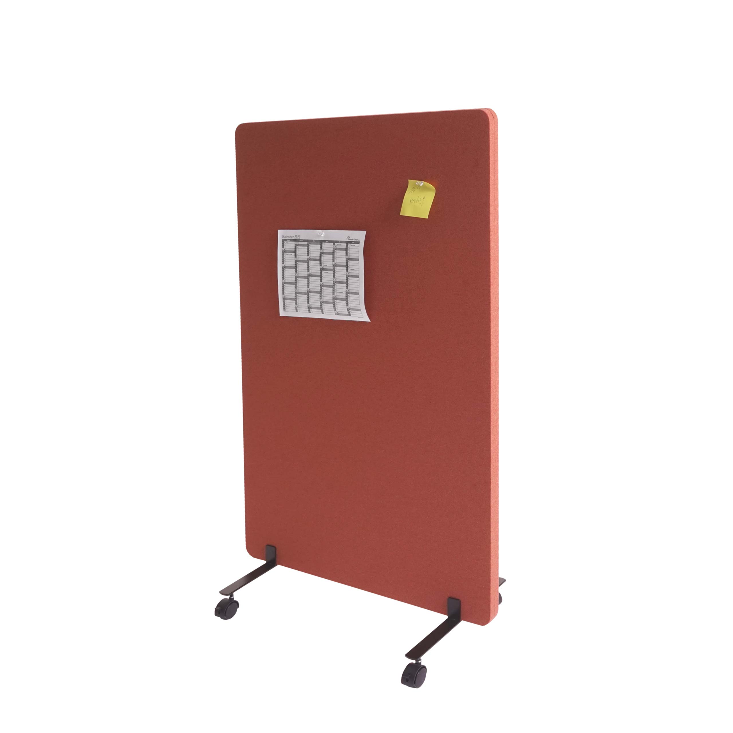 Akustik-Trennwand MCW-G77, B&uuml;ro-Sichtschutz Raumteiler Pinnwand, doppelwandig rollbar Stoff/Textil ~ 127x80cm braun - Bild 1