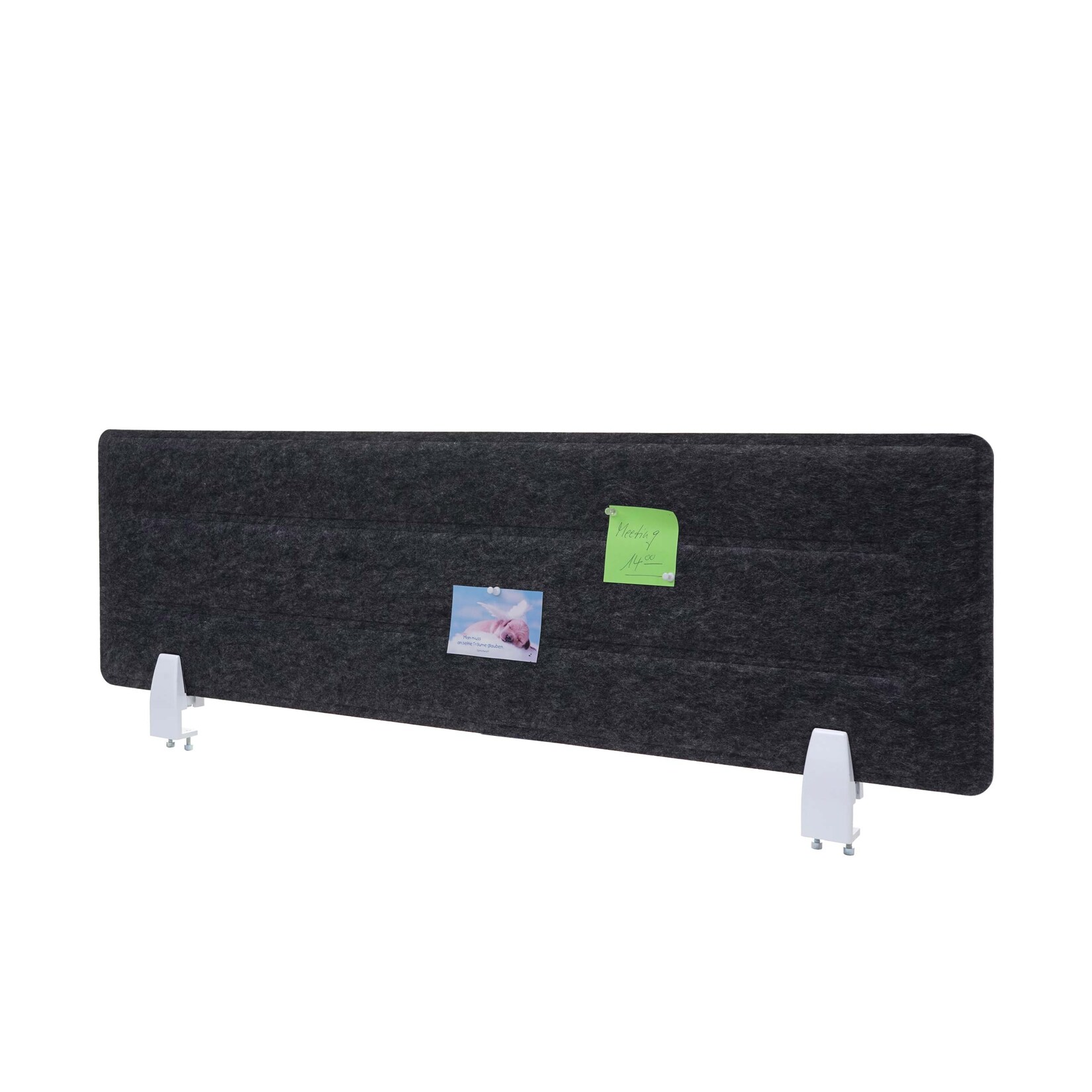 Tischtrennwand MCW-G76, Büro-Sichtschutz Schreibtisch Pinnwand, Klemmen Stoff/Textil mit Prägung ~ 100x30cm schwarz | 04057651432472