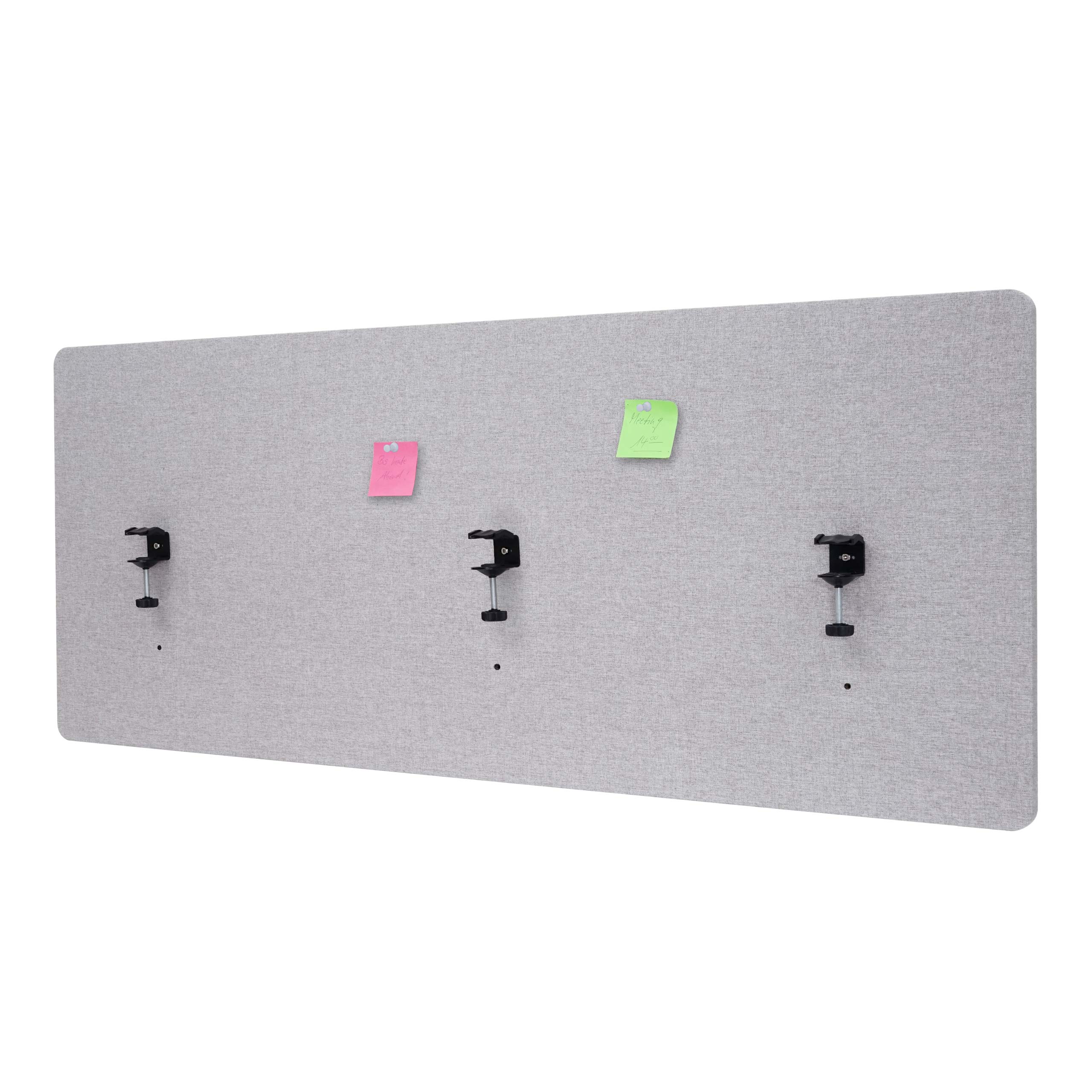Akustik-Tischtrennwand MCW-G75, B&uuml;ro-Sichtschutz Schreibtisch Pinnwand, doppelwandig Stoff/Textil ~ 60x160cm grau - Bild 1