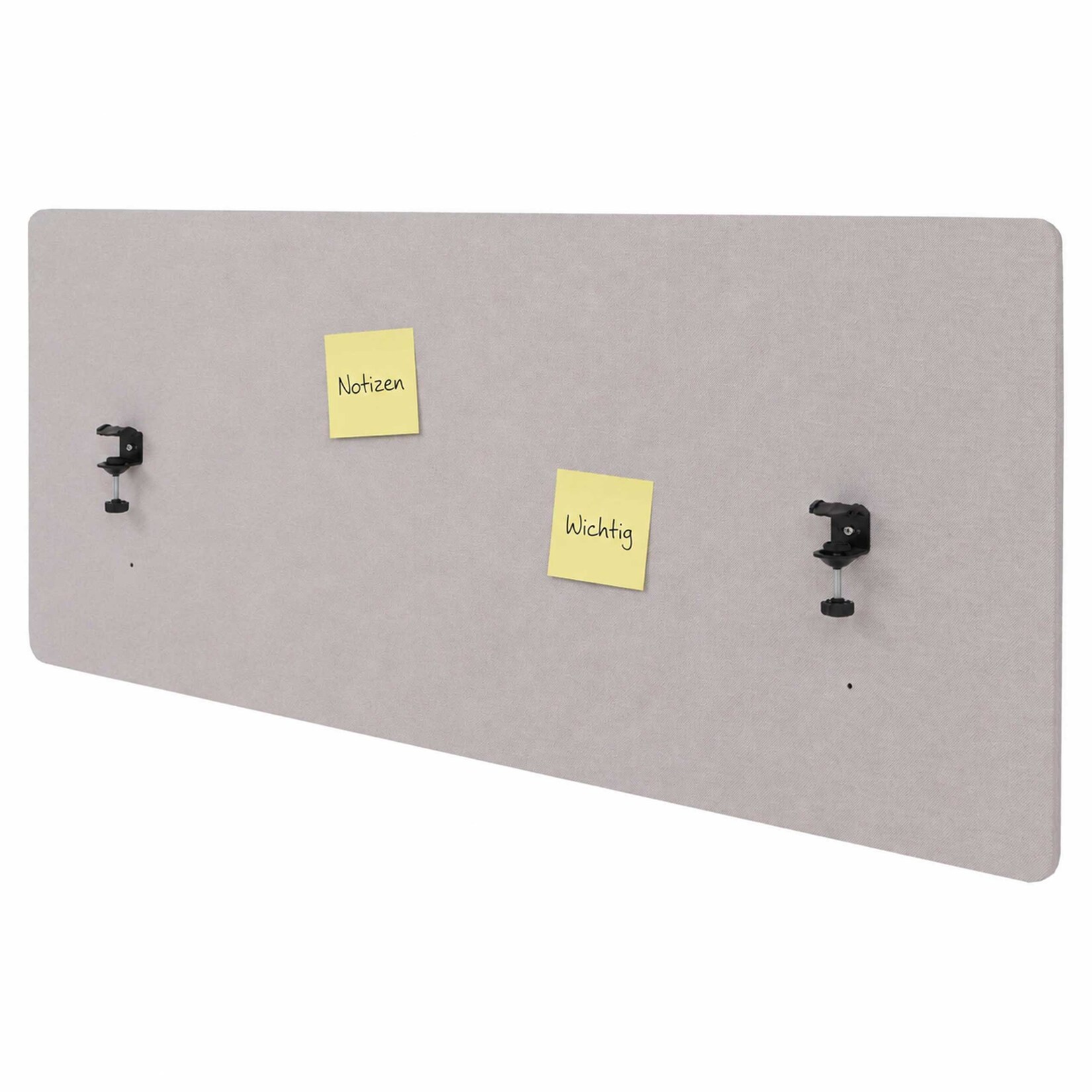 Akustik-Tischtrennwand MCW-G75, Büro-Sichtschutz Schreibtisch Pinnwand, doppelwandig Stoff/Textil ~ 60x140cm beige
