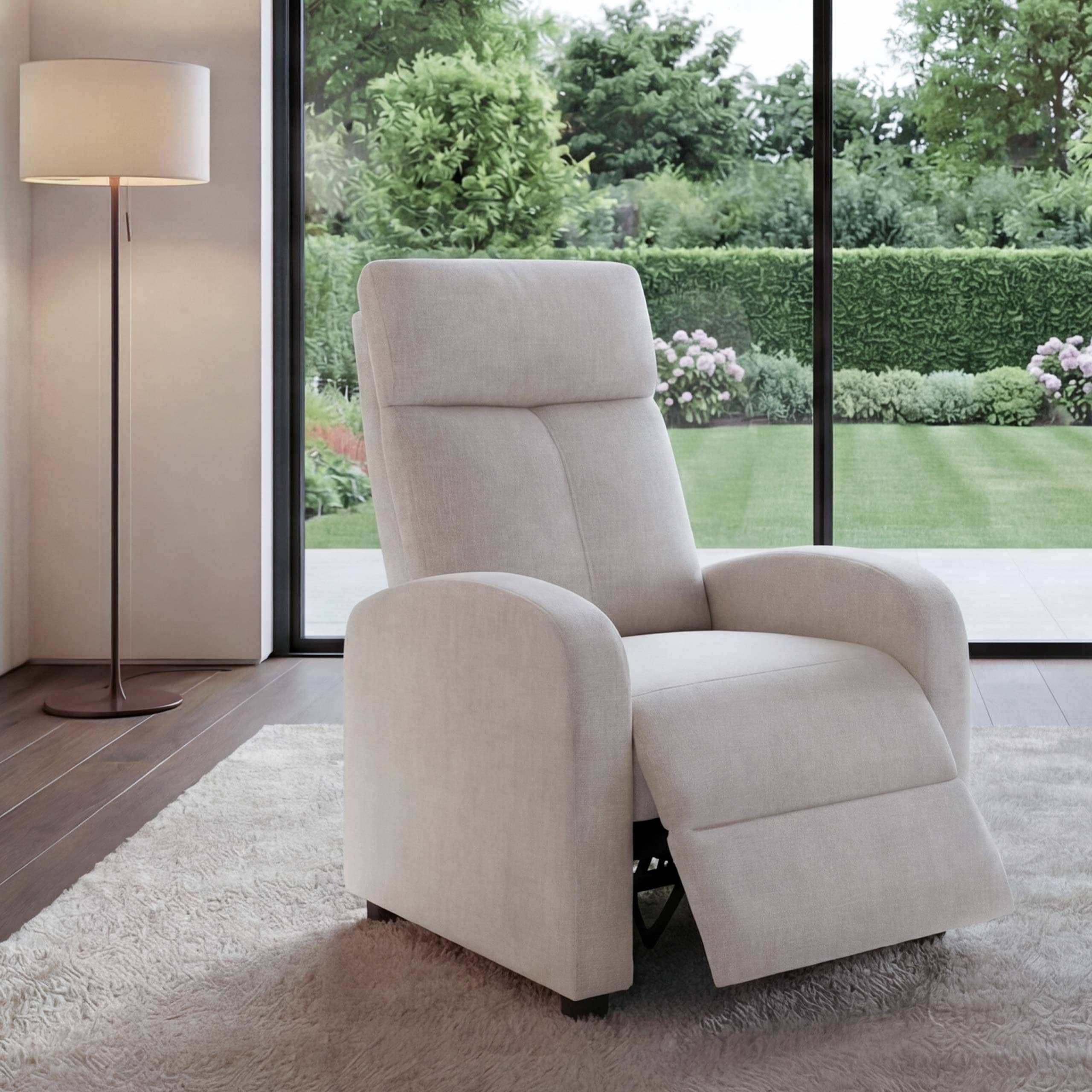 Fernsehsessel MCW-F76, Relaxsessel Sessel Liegesessel, Liegefunktion verstellbar Stoff/Textil ~ creme - Bild 1