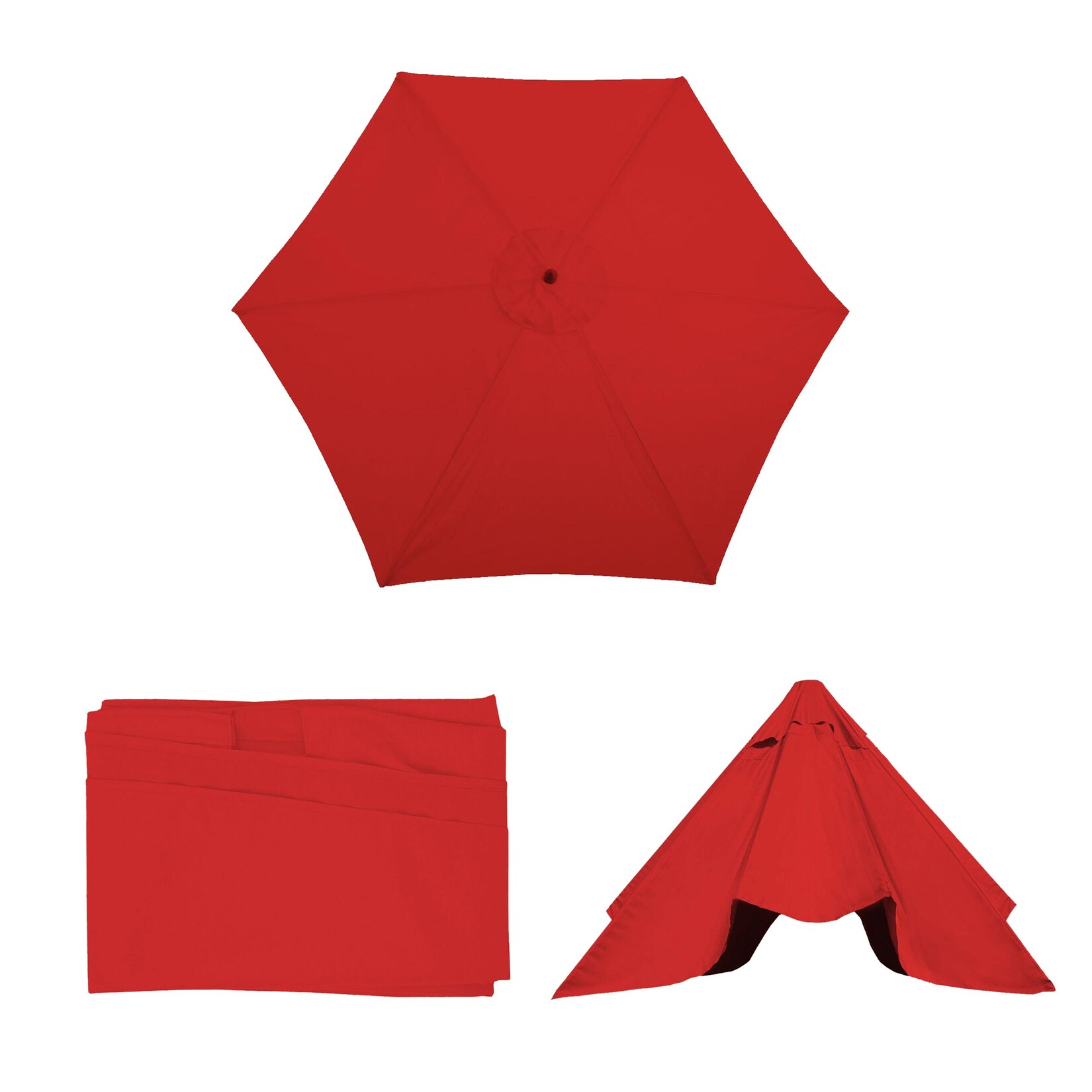 Ersatz-Bezug für Sonnenschirm Lissabon, Sonnenschirmbezug Ersatzbezug, Ø 3m Polyester 6 Streben ~ rot