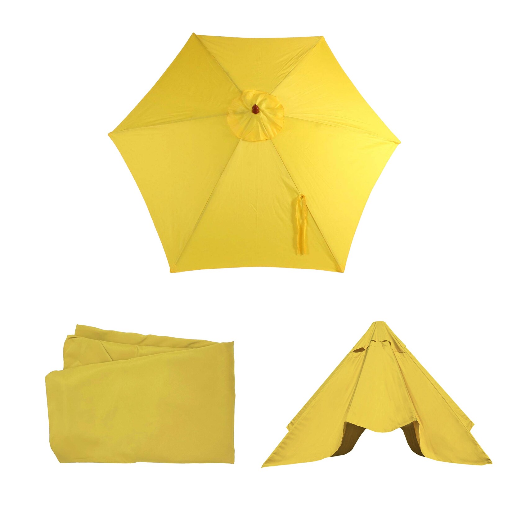 Ersatz-Bezug für Sonnenschirm Lissabon, Sonnenschirmbezug Ersatzbezug, Ø 3m Polyester 6 Streben ~ gelb