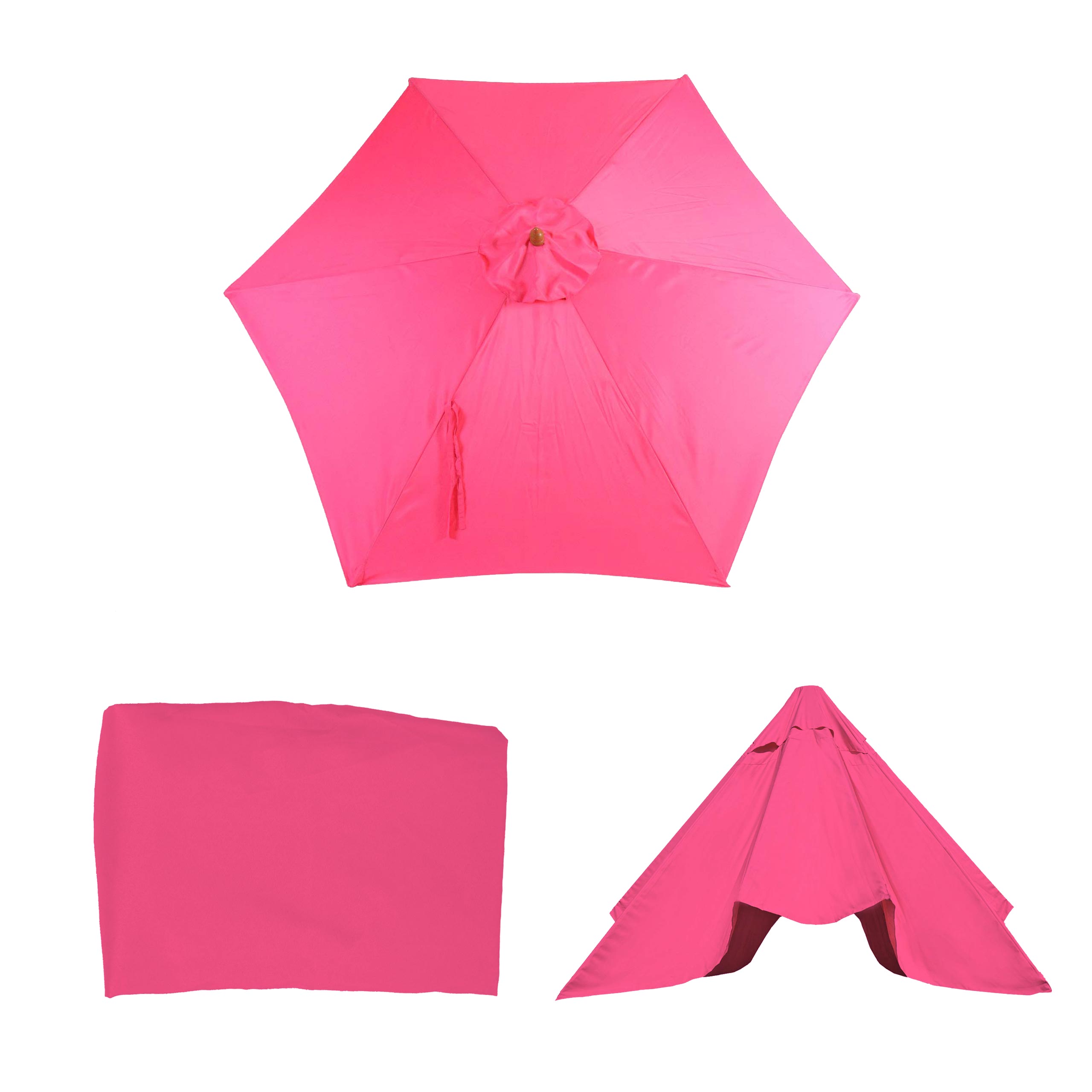 Ersatz-Bezug f&uuml;r Sonnenschirm Lissabon, Sonnenschirmbezug Ersatzbezug, &Oslash; 3m Polyester 6 Streben ~ pink - Bild 1