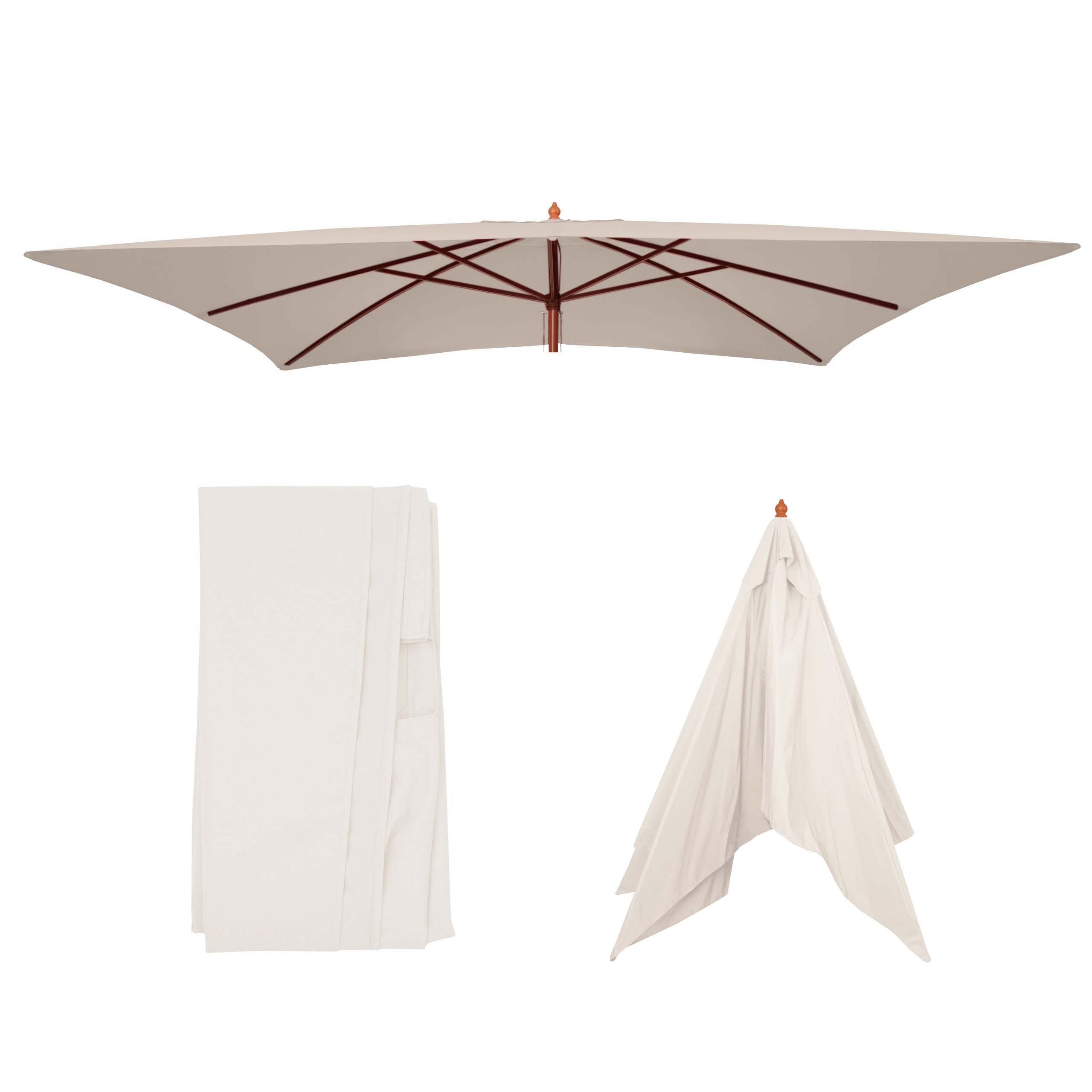 Ersatz-Bezug f&uuml;r Sonnenschirm Lissabon 3x4m, Sonnenschirmbezug Ersatzbezug, Polyester ~ creme - Bild 1