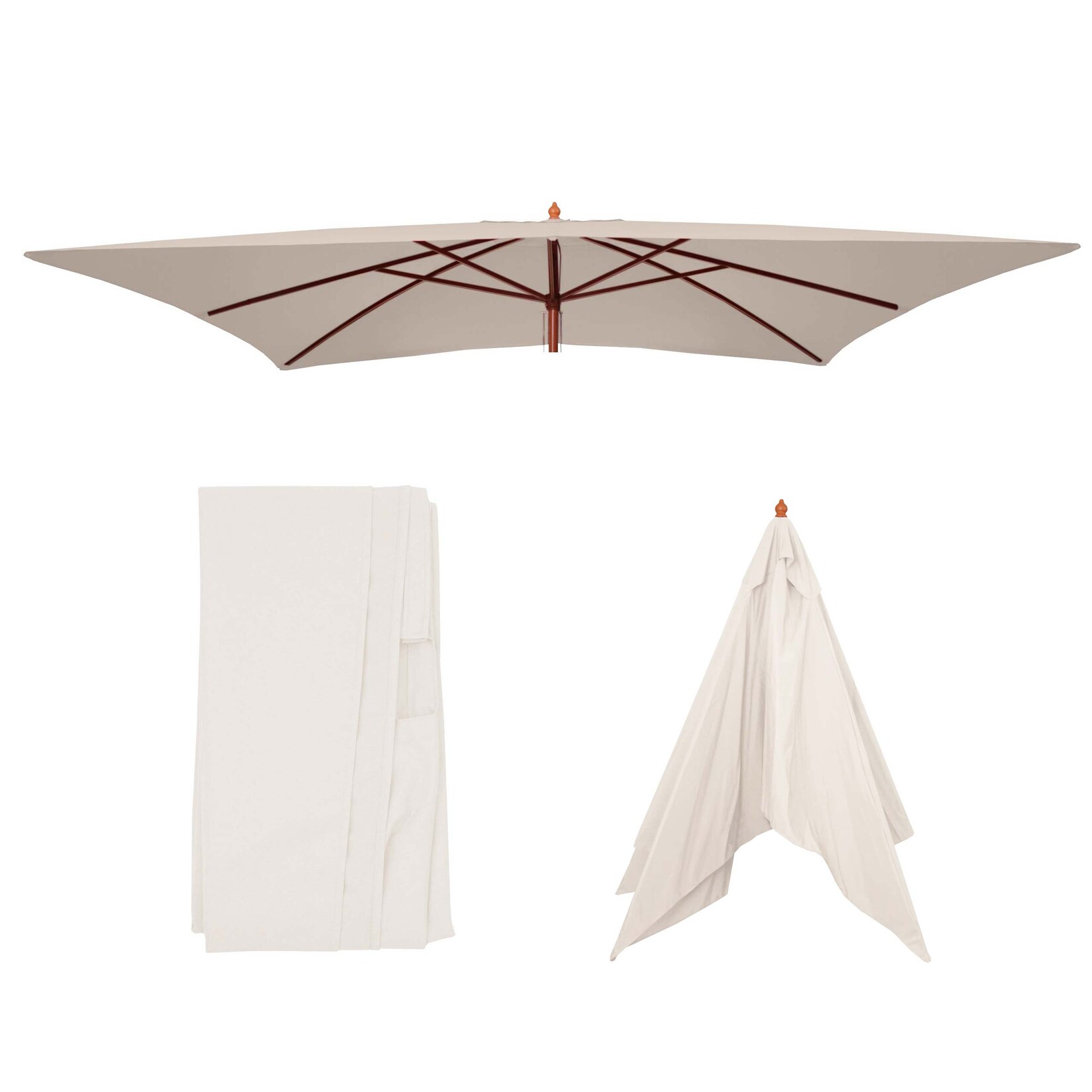 Ersatz-Bezug für Sonnenschirm Lissabon 3x4m, Sonnenschirmbezug Ersatzbezug, Polyester ~ creme