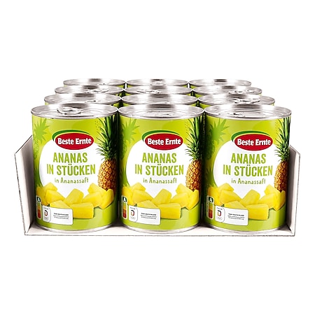 Beste Ernte Ananas in Stücken 340 g Abtropfgewicht, 12er Pack - Bild 1