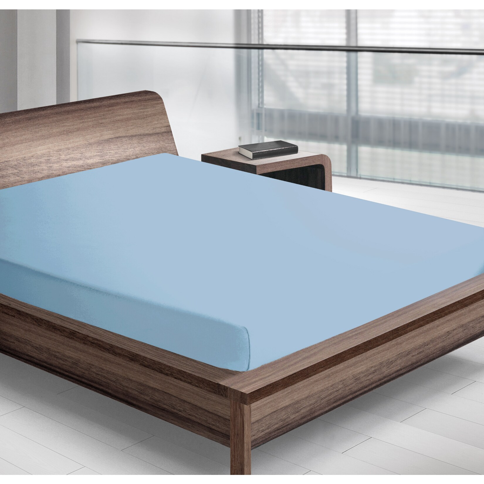 Teddy-Pl&uuml;sch Spannbetttuch 180/200x200cm blau - Bild 1