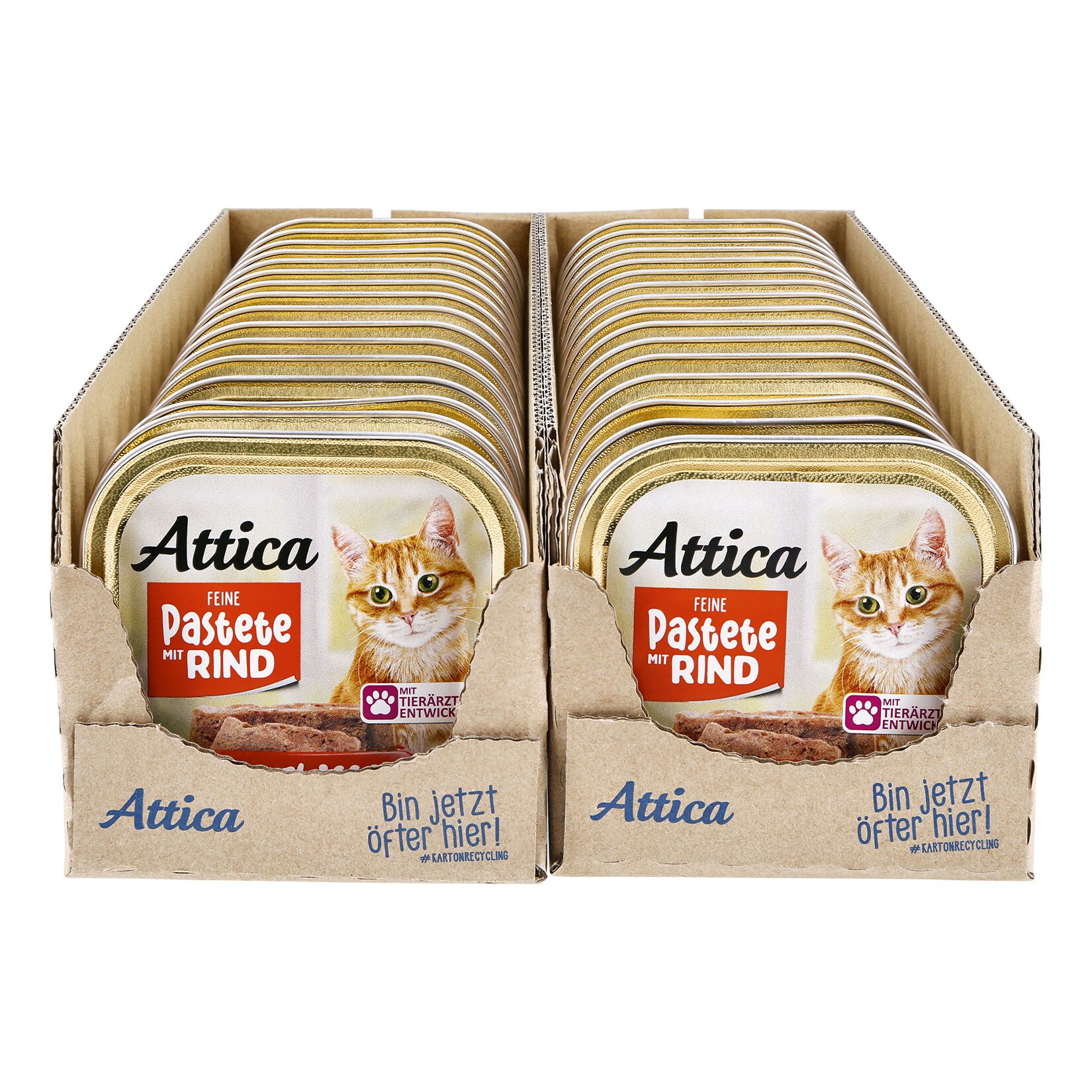 Attica Katzennahrung Pastete mit Rind 100 g, 32er Pack | 04311596621675
