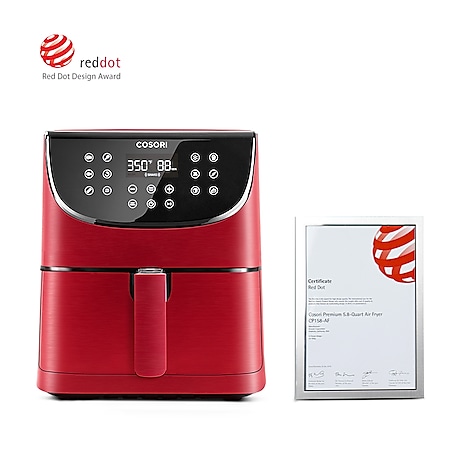 Cosori Premium 5,5-Liter Heißluftfritteuse CP158-AF-RXR mit 5x Spießen und Spießablage Rot - Bild 1