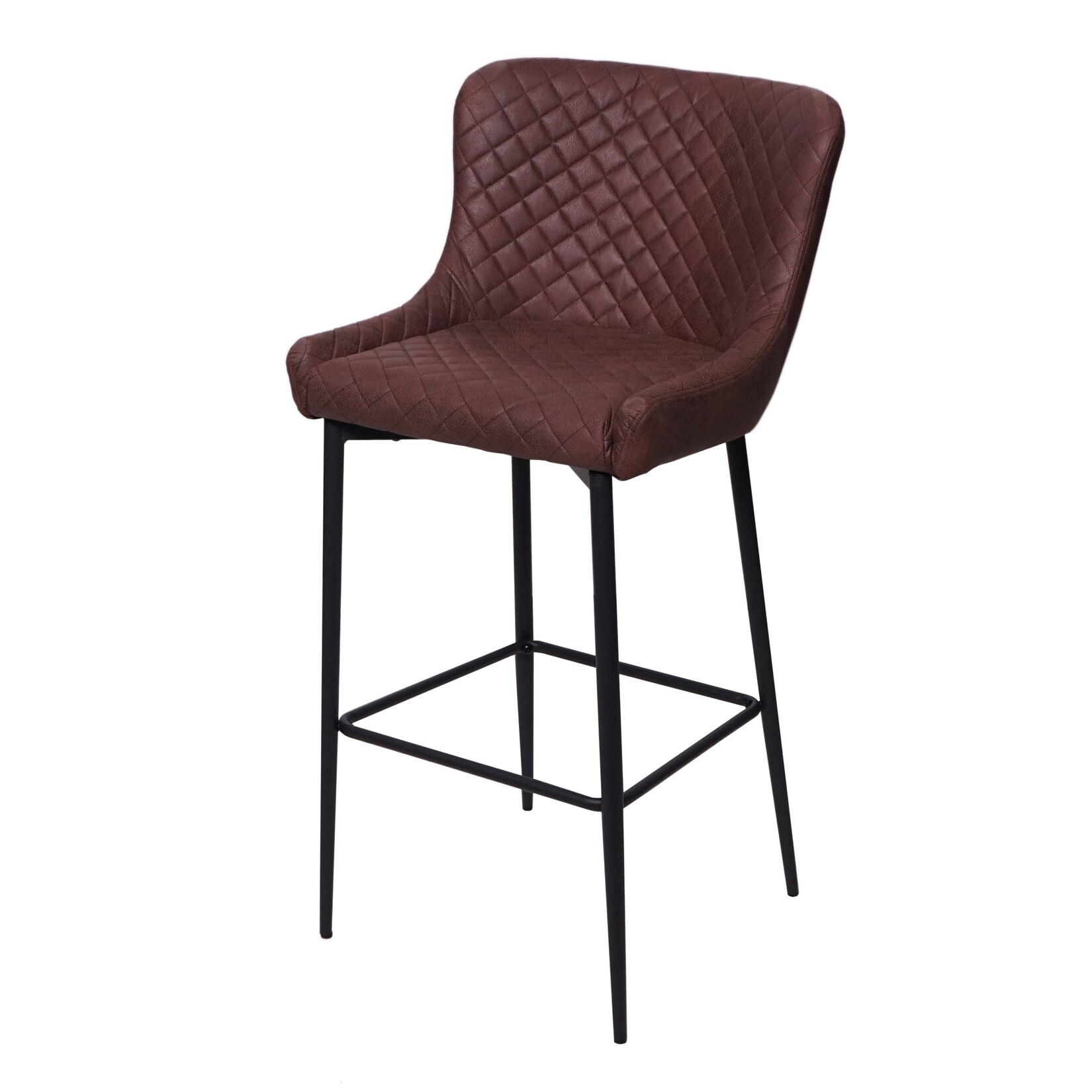 Barhocker MCW-H79, Barstuhl Tresenhocker, Vintage Metall Fußablage ~ Stoff/Textil braun