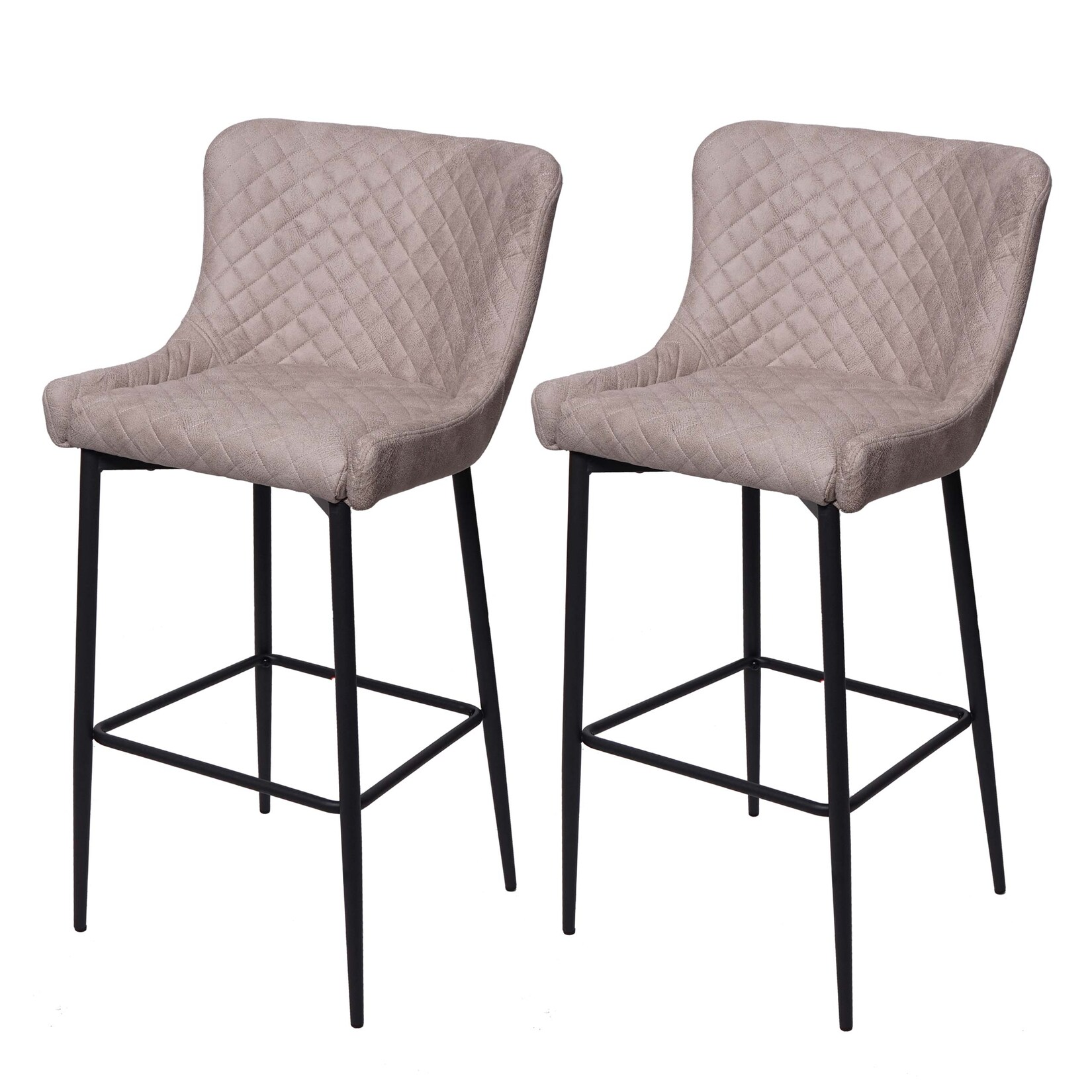 2er-Set Barhocker MCW-H79, Barstuhl Tresenhocker, Vintage Metall Fußablage ~ Stoff/Textil grau
