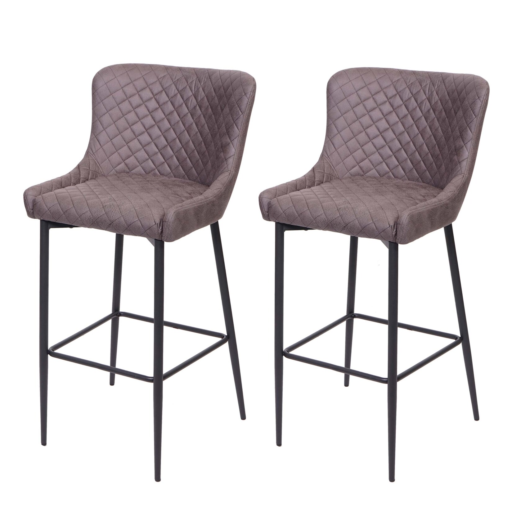 2er-Set Barhocker MCW-H79, Barstuhl Tresenhocker, Vintage Metall Fußablage ~ Stoff/Textil dunkelgrau