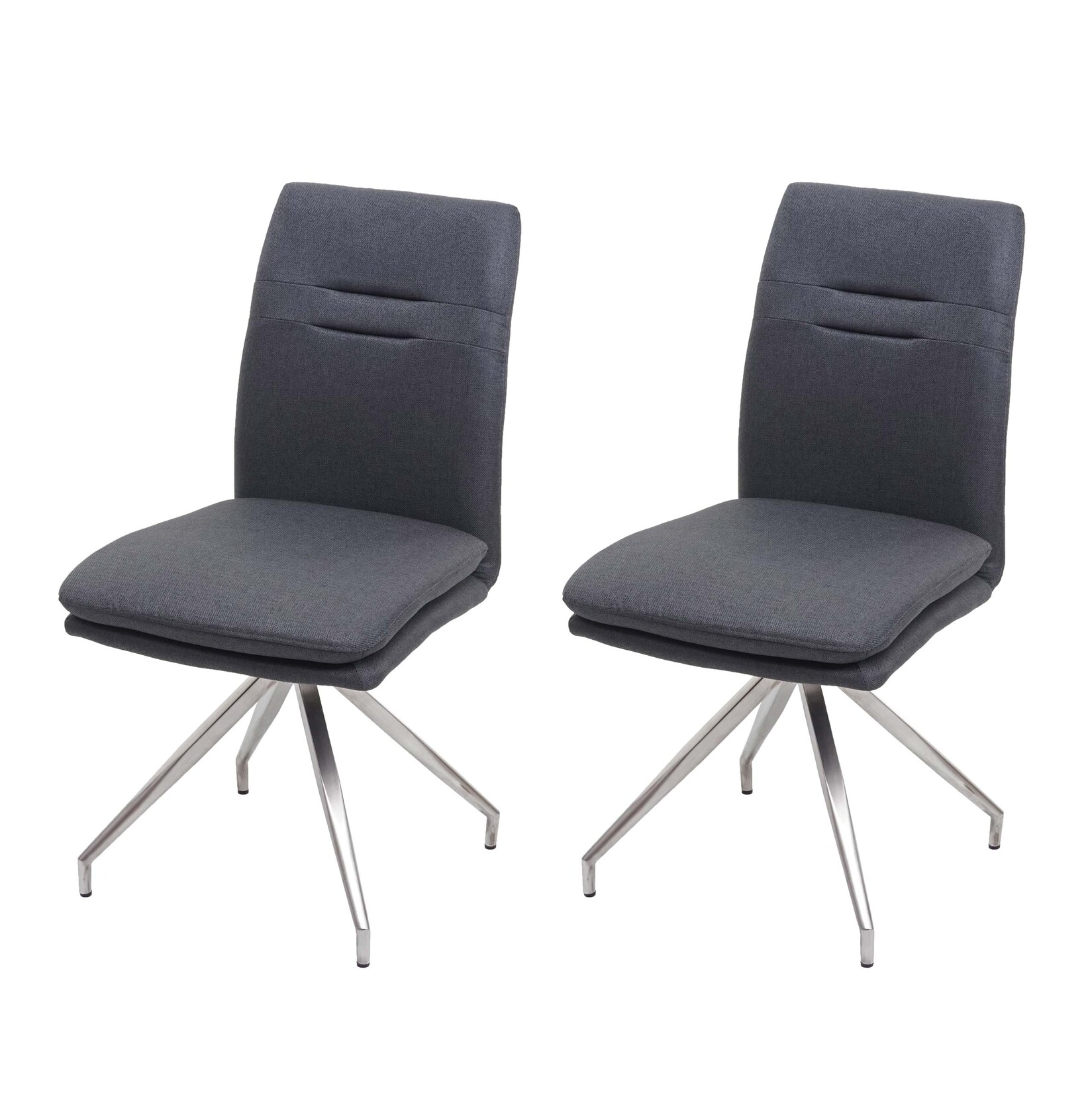 2er-Set Esszimmerstuhl MCW-H70, Küchenstuhl Lehnstuhl Stuhl, Stoff/Textil Edelstahl gebürstet ~ dunkelgrau