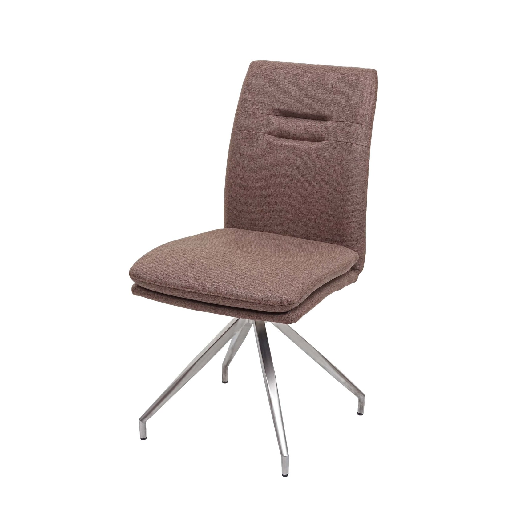 Esszimmerstuhl MCW-H70, Küchenstuhl Lehnstuhl Stuhl, Stoff/Textil Edelstahl gebürstet ~ braun