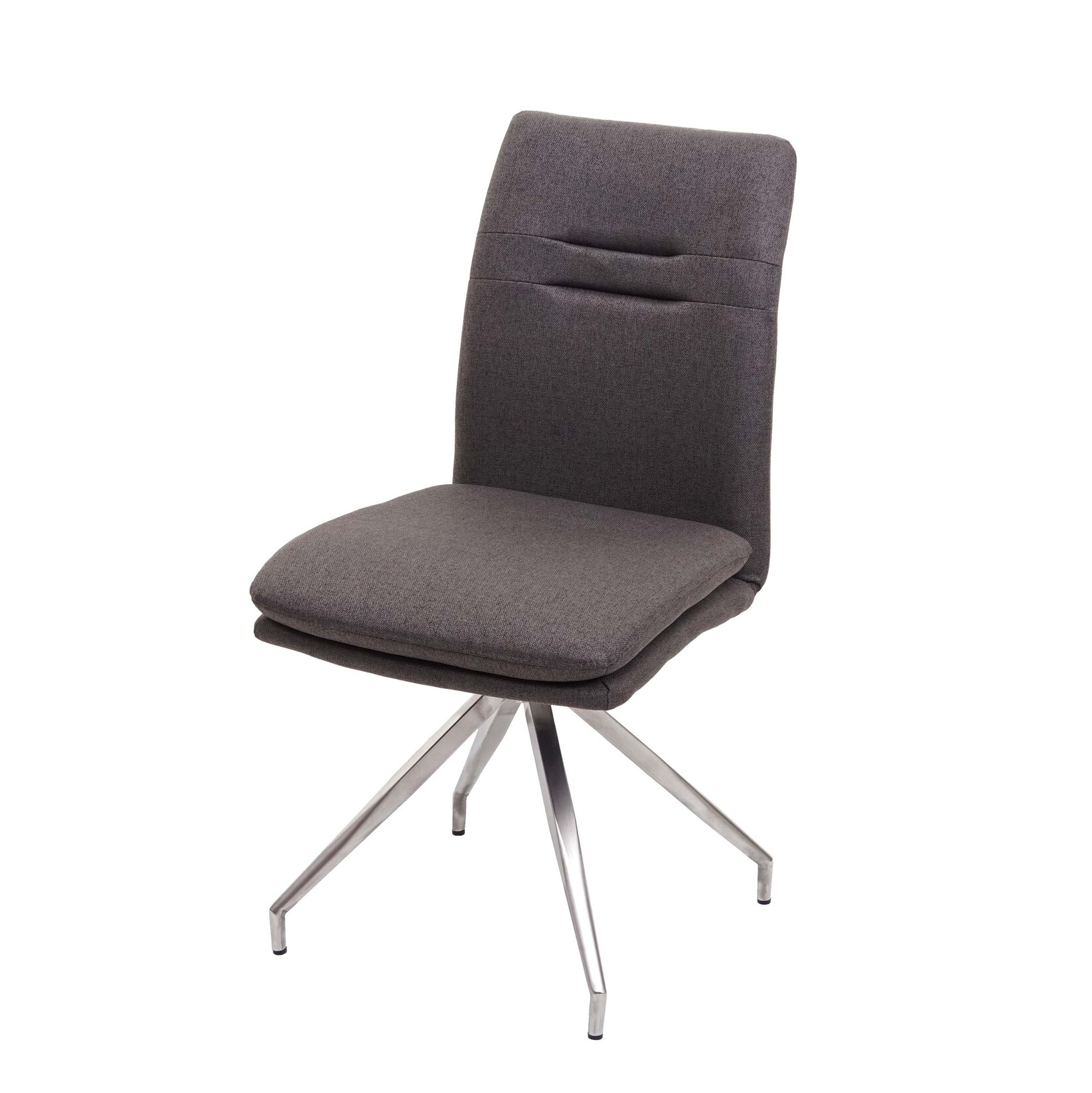 Esszimmerstuhl MCW-H70, Küchenstuhl Lehnstuhl Stuhl, Stoff/Textil Edelstahl gebürstet ~ grau-braun