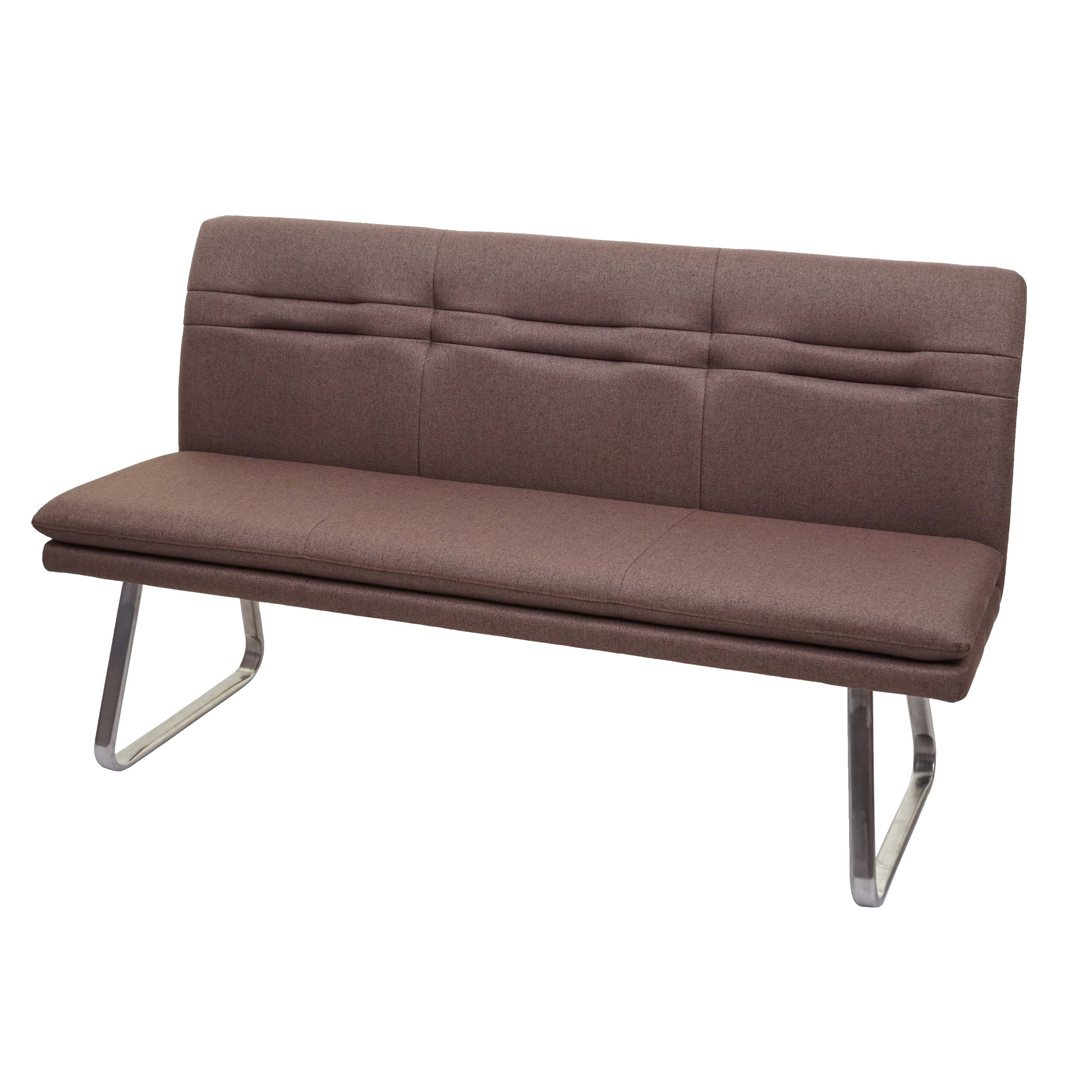 Sitzbank MCW-H70, Esszimmerbank Bank Polsterbank, R&uuml;ckenlehne Stoff/Textil Edelstahl geb&uuml;rstet ~ braun 160cm - Bild 1