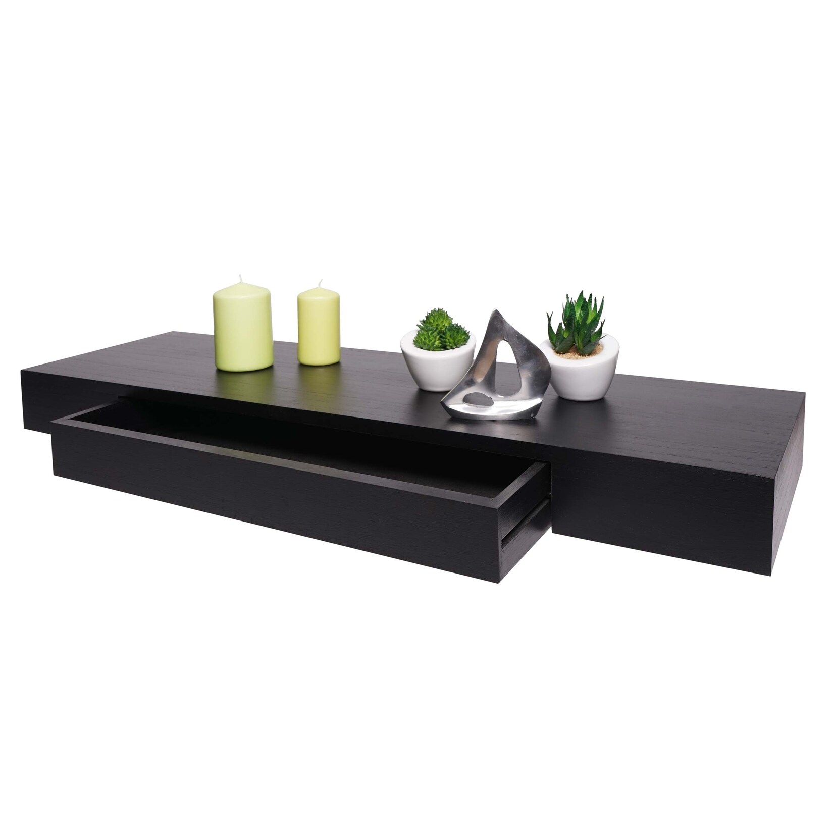 Wandregal MCW-H37, Schweberegal Wandboard Hängeregal Regal, Schublade Massiv-Holz 8x80x25cm ~ schwarz