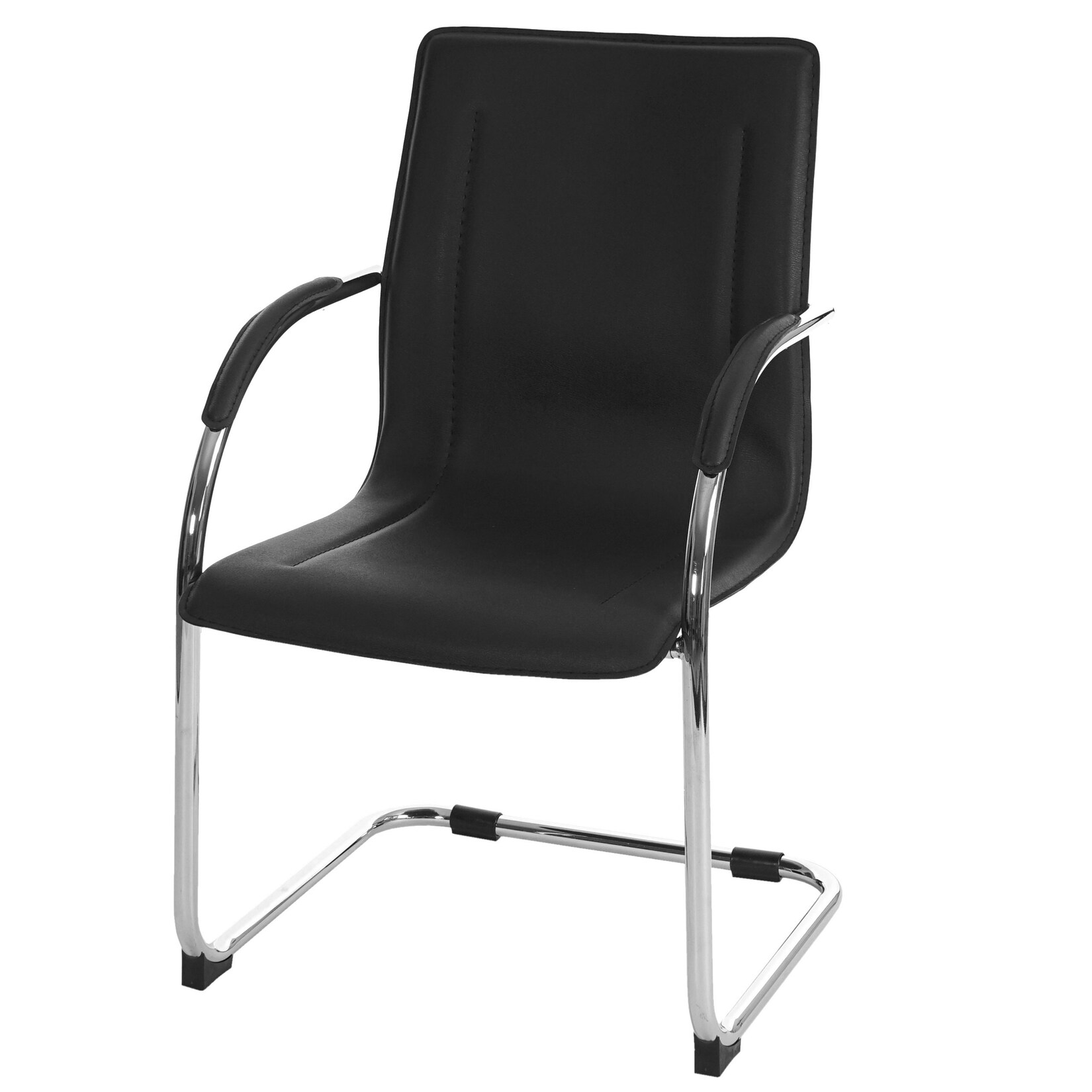 Esszimmerstuhl Perm, Freischwinger Küchenstuhl Lehnstuhl Stuhl, Stahl ~ schwarz