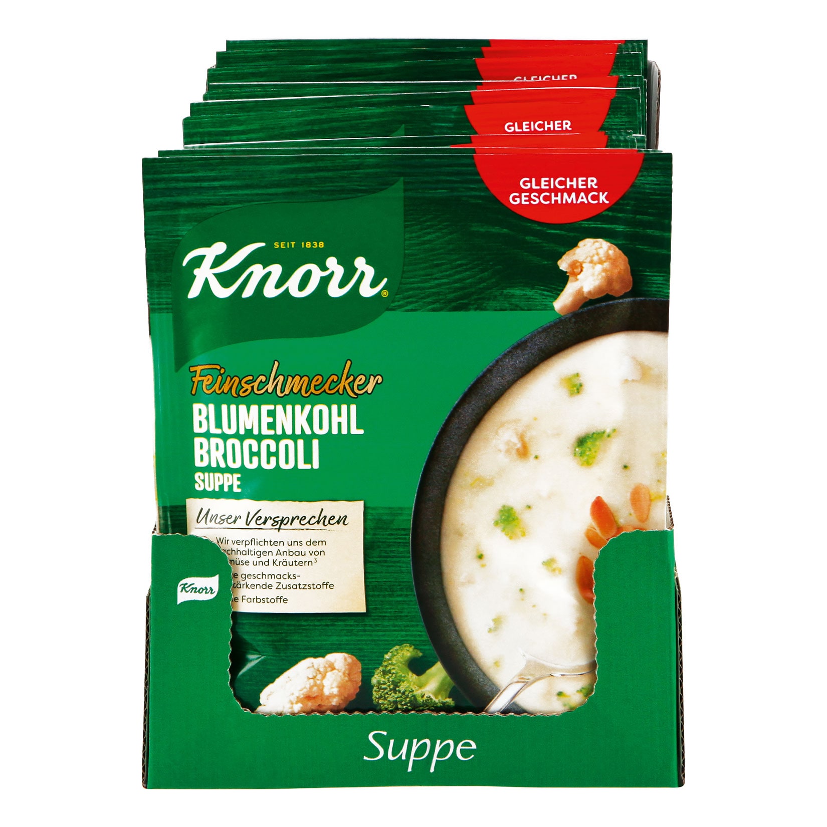 Knorr Feinschmecker Blumenkohl Broccoli Suppe ergibt 0,5 Liter, 17er Pack - Bild 1