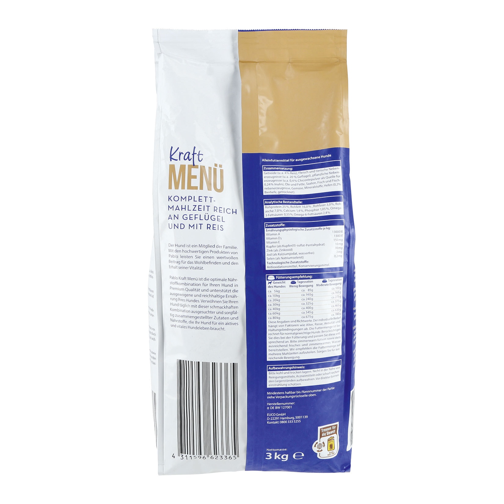 Pablo Hundenahrung Kraftmen 3 kg, 4er Pack