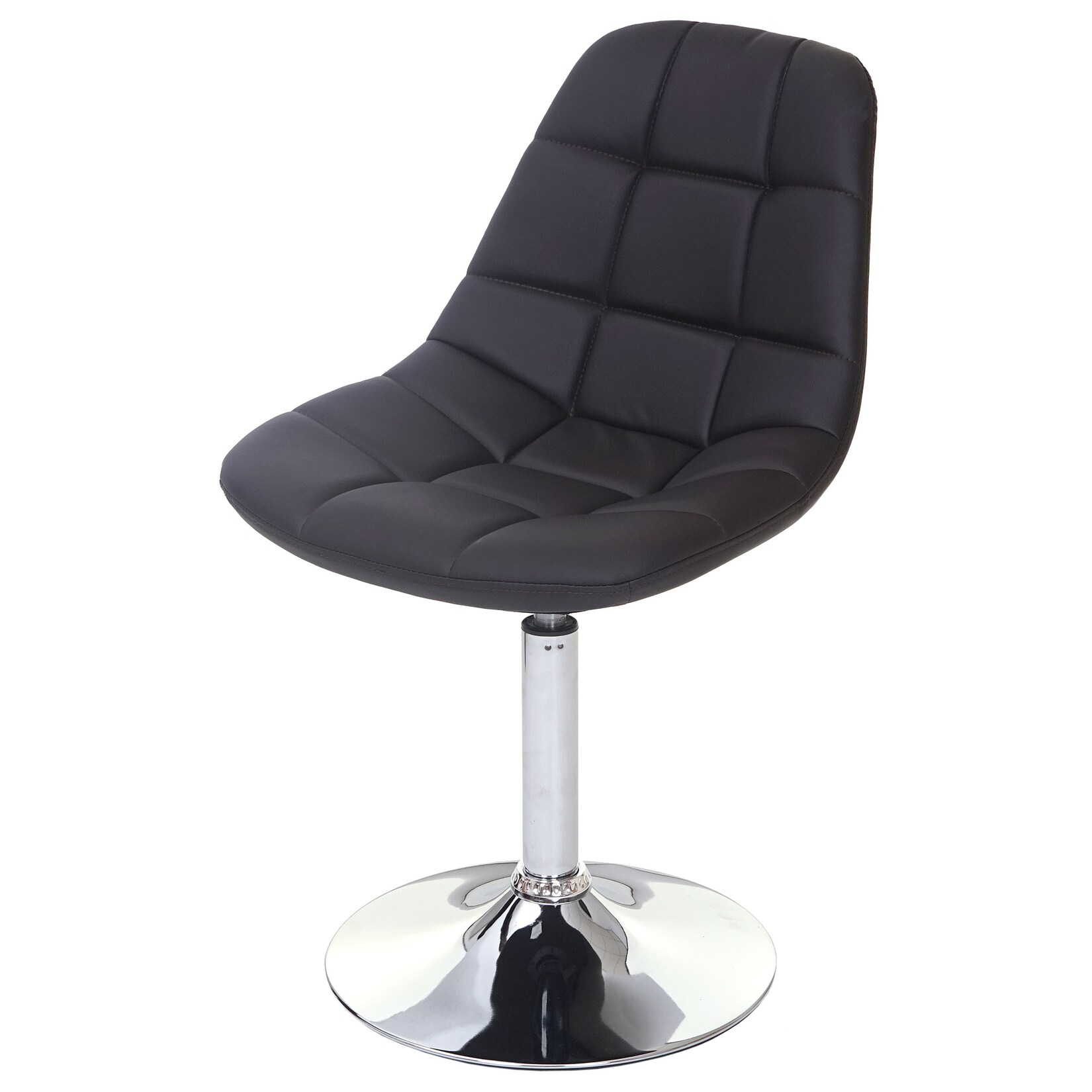 Esszimmerstuhl MCW-A60, Stuhl Drehstuhl, Retro 50er Jahre Design ~ Kunstleder braun, Chromfuß