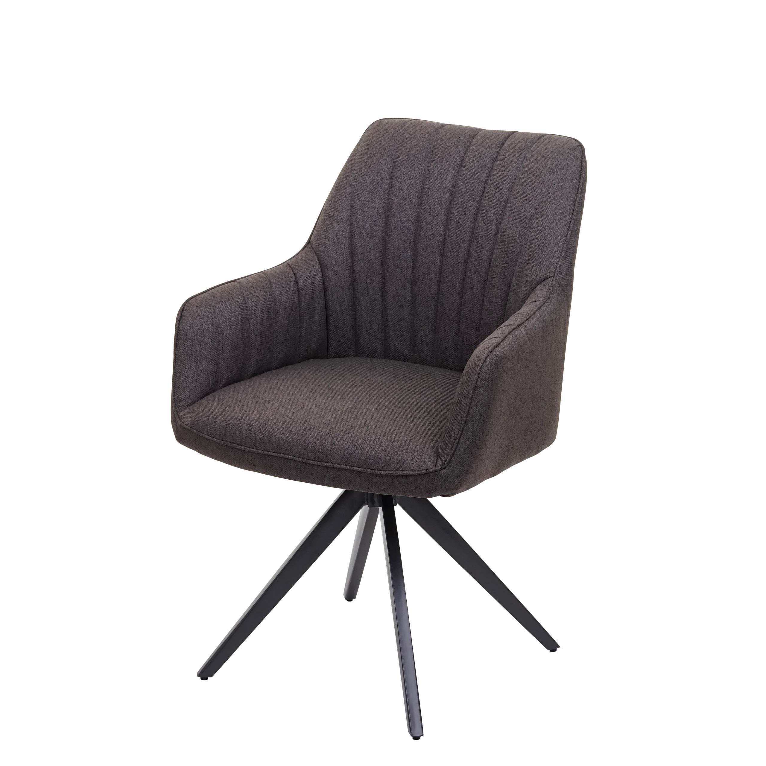 Esszimmerstuhl MCW-H73, K&uuml;chenstuhl Stuhl Armlehnstuhl, Retro Stahl Stoff/Textil ~ grau-braun - Bild 1