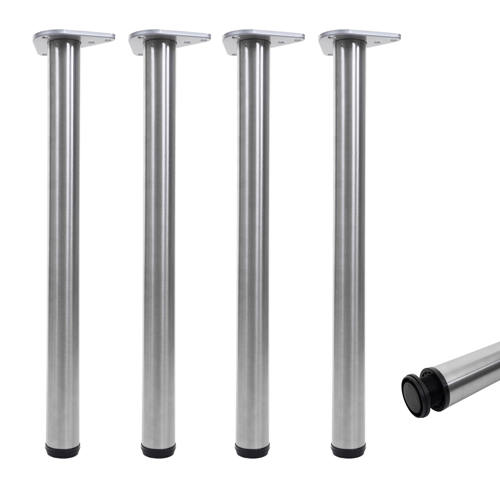 4er-Set Tischbein MCW-H36, für Schreibtisch Esstischfuß Tischgestell, 73cm Edelstahl-Optik | 04057651409856