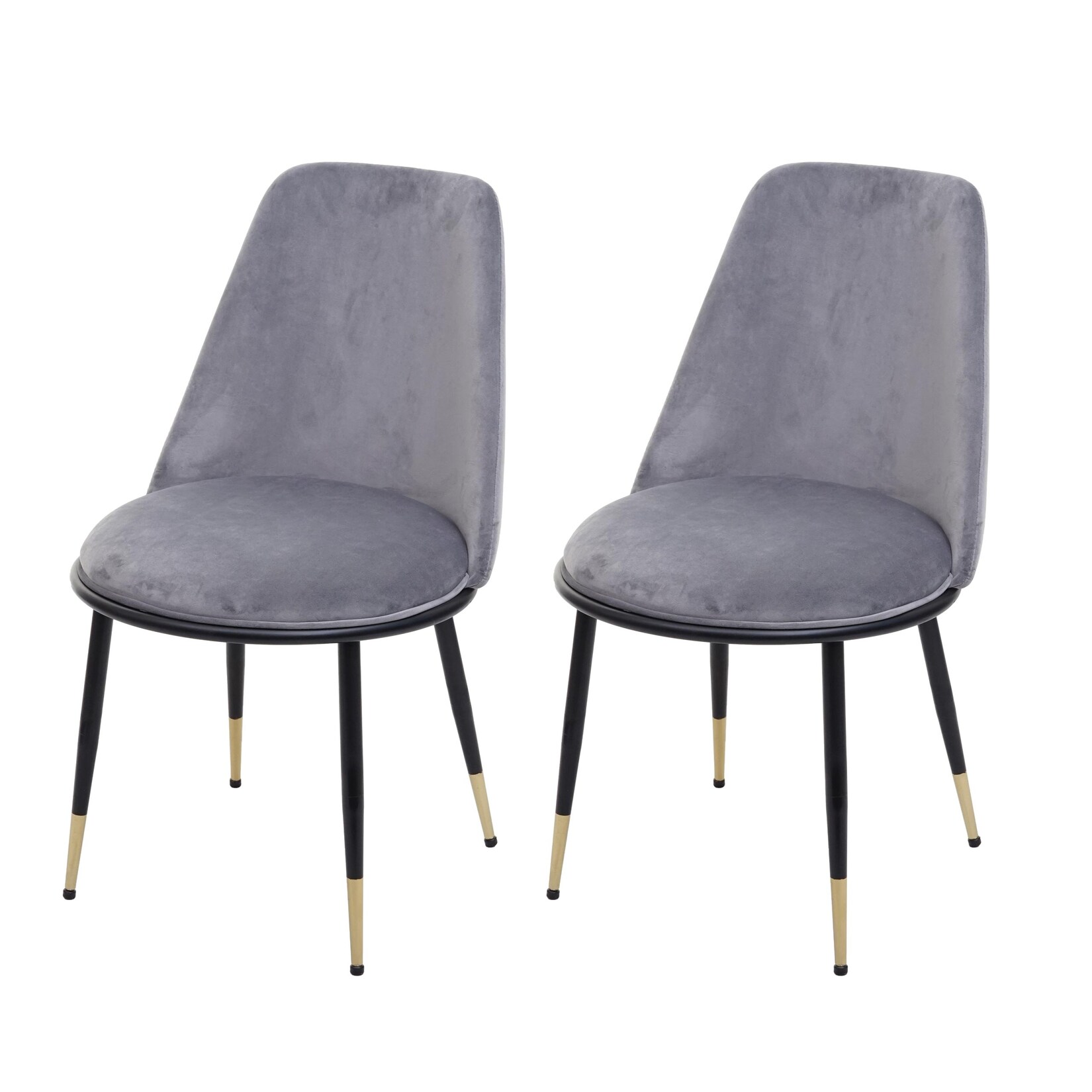 2er-Set Esszimmerstuhl MCW-H28, Stuhl Küchenstuhl, Metall ~ grau, schwarze Beine, Samt