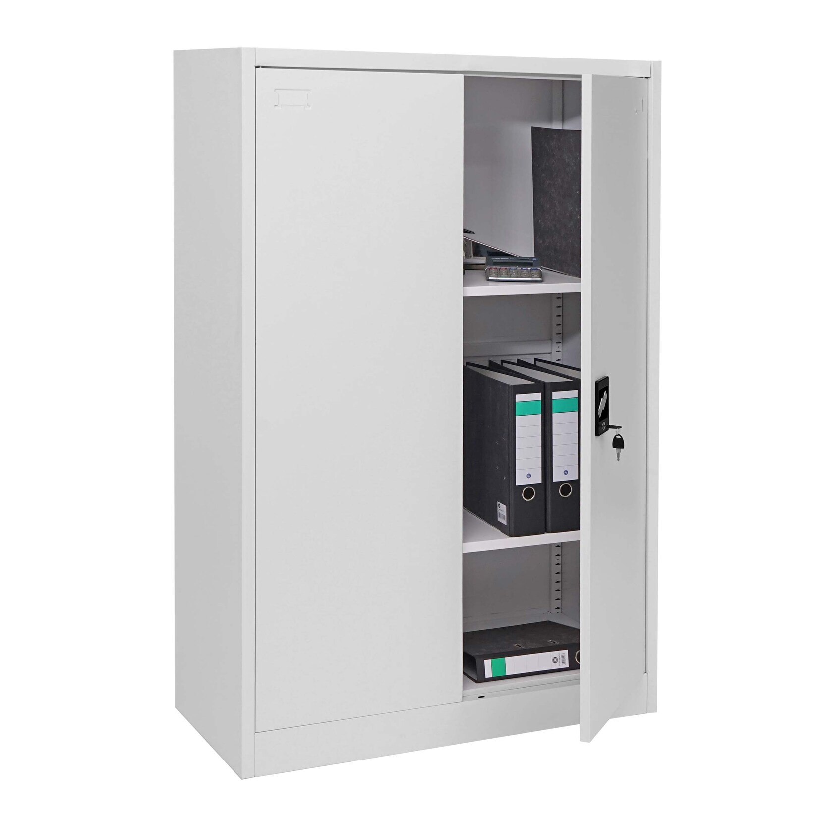 Aktenschrank MCW-H17, Stahlschrank Büroschrank Schrank, 2 Türen abschließbar Metall ~ 140x90x40cm grau