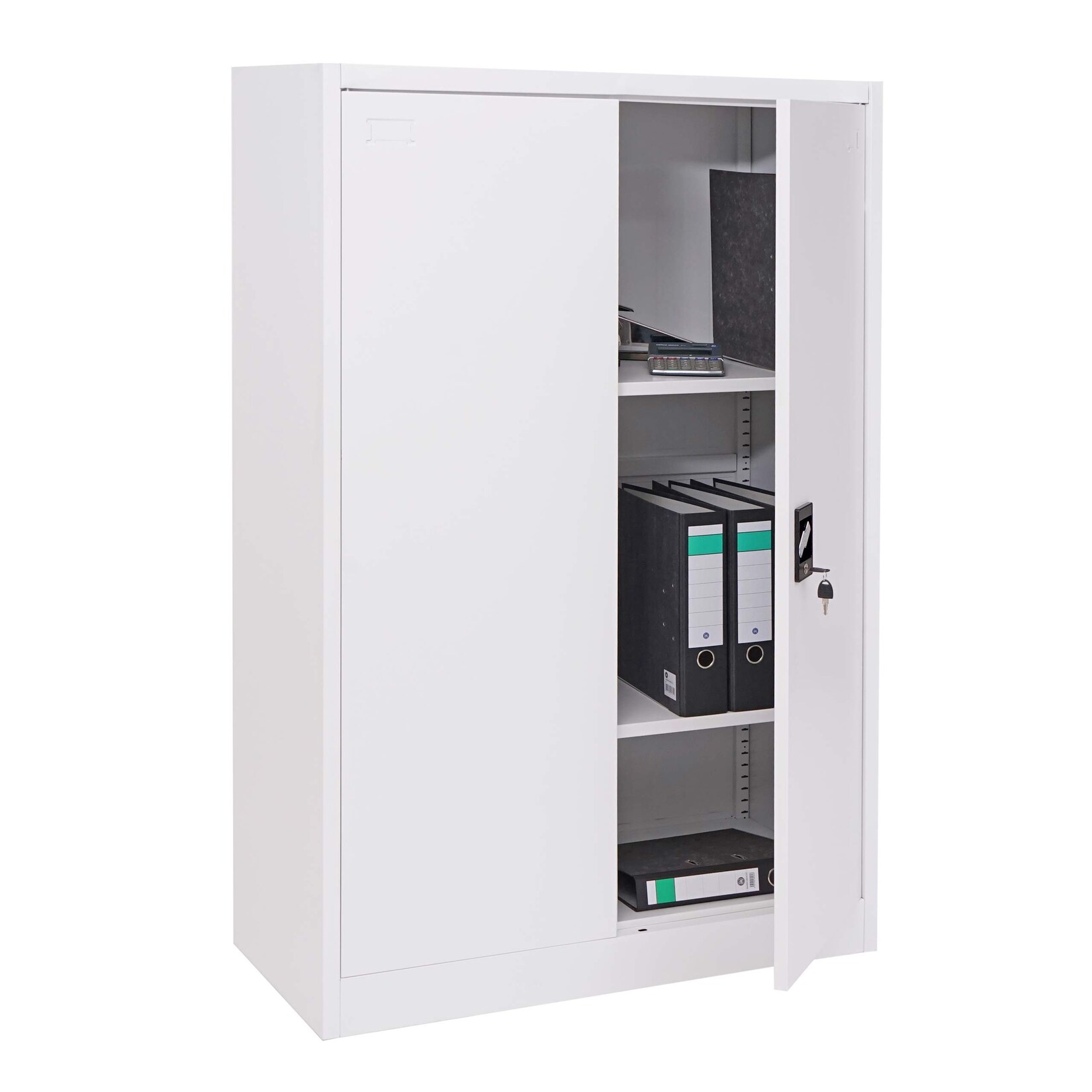 Aktenschrank MCW-H17, Stahlschrank Büroschrank Schrank, 2 Türen abschließbar Metall ~ 140x90x40cm weiß