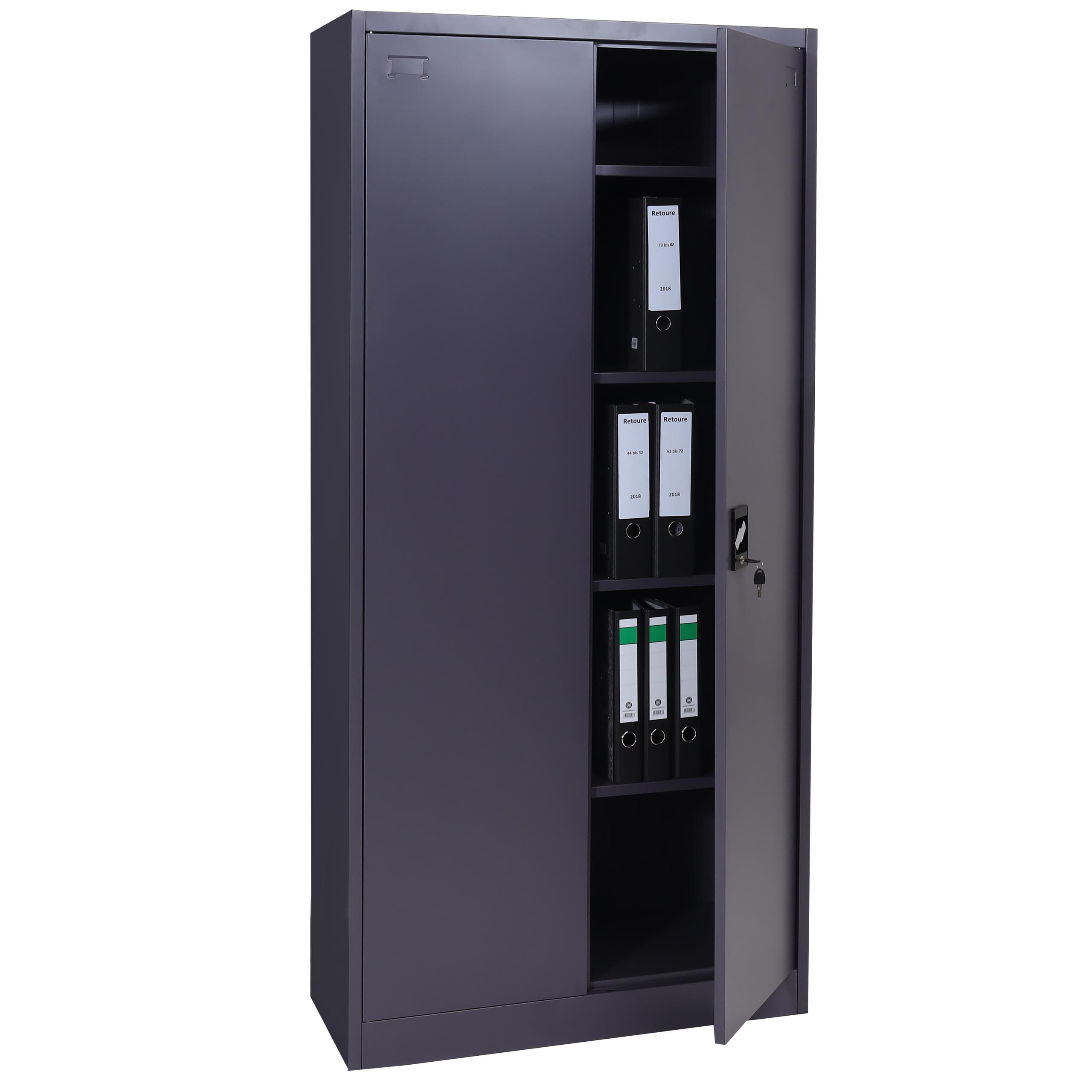Aktenschrank MCW-H17, Stahlschrank B&uuml;roschrank Schrank, 2 T&uuml;ren abschlie&szlig;bar Metall ~ 185x90x40cm dunkelgrau - Bild 1