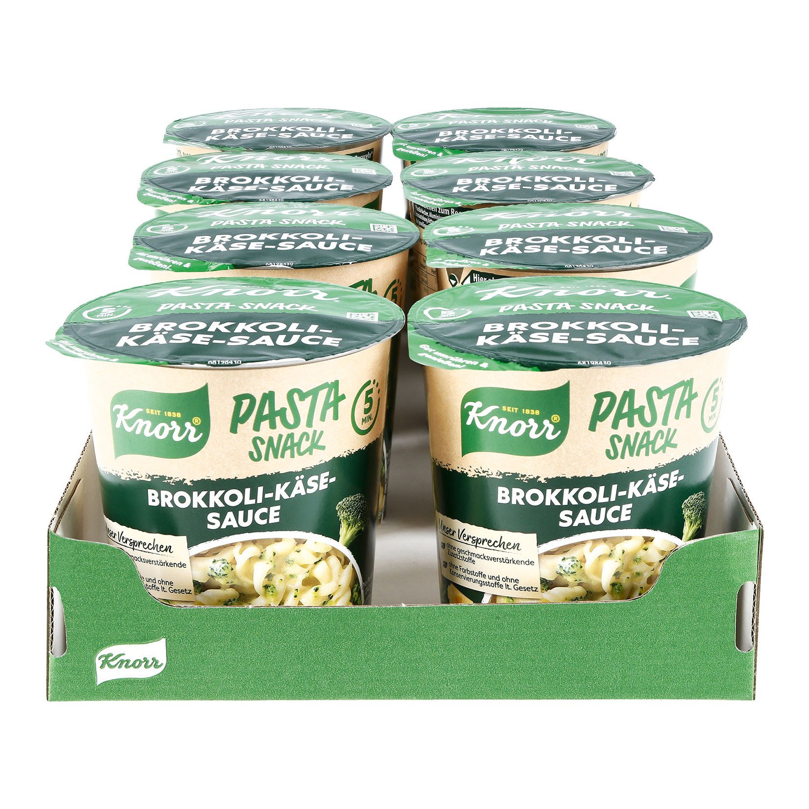 Knorr Snack Becher Pasta in Brokkoli-K&auml;se-Sauce 62 g, 8er Pack - Bild 1
