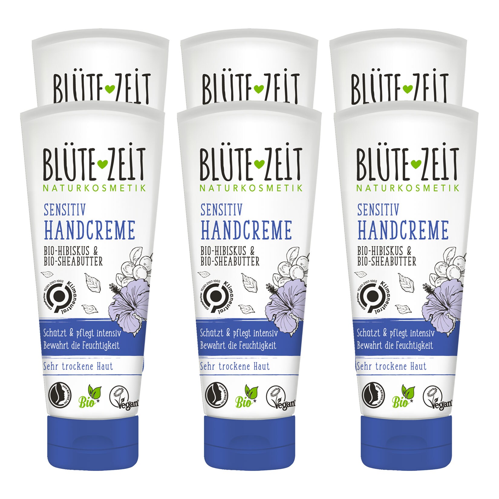 BL&Uuml;TE-ZEIT Handcreme Sensitiv Bio Hibiskus & Bio Sheabutter 75 ml, 6er Pack - Bild 1