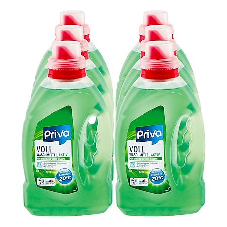 Priva Vollwaschmittel flüssig 27 Waschladungen, 6er Pack - Bild 1