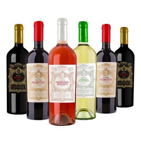 EVITA Weinpaket 6 Flaschen 11,5 - 13,0 % vol je 0,75 Liter online kaufen  bei Netto