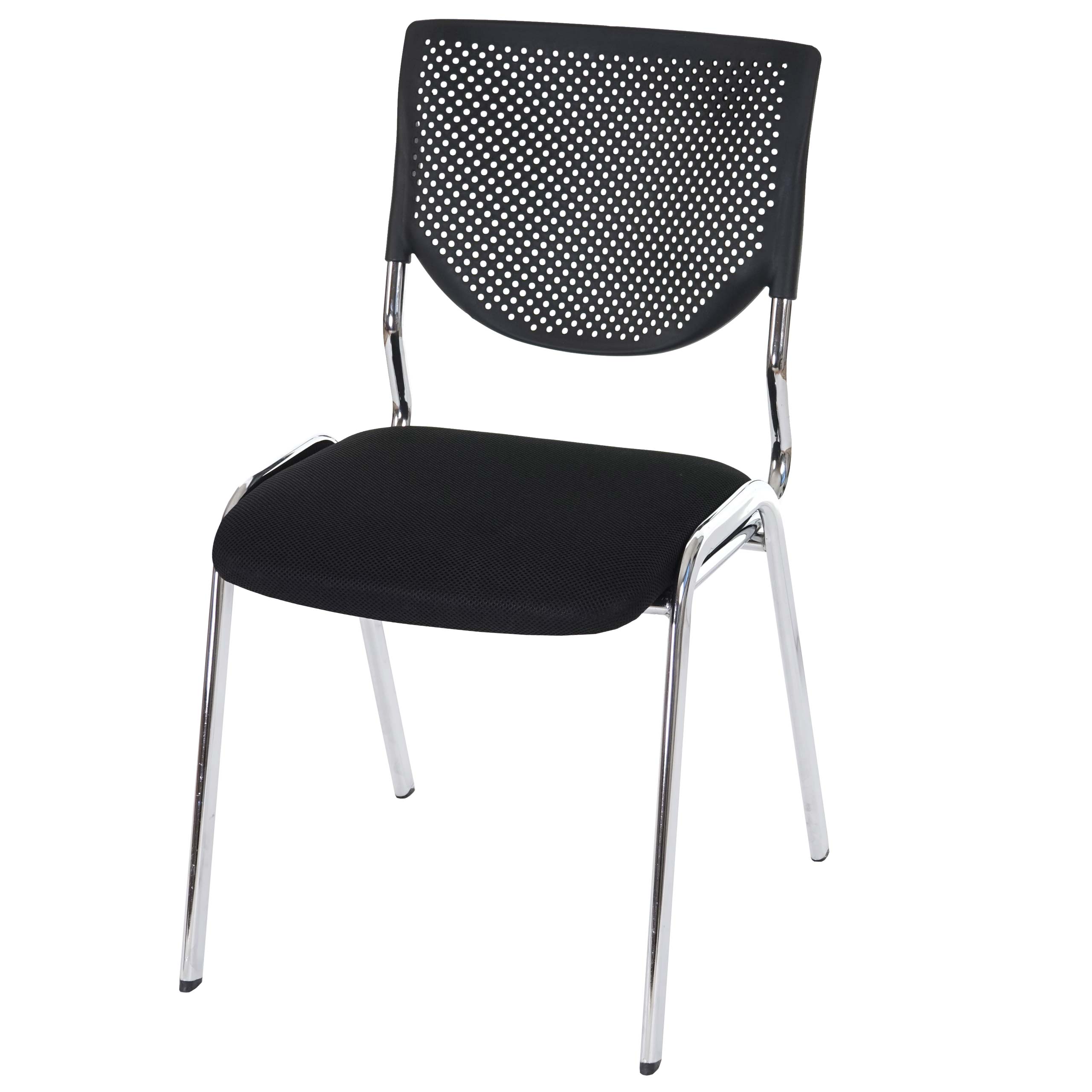 Besucherstuhl H401, Konferenzstuhl stapelbar, Stoff/Textil ~ Sitz schwarz, F&uuml;&szlig;e chrom - Bild 1