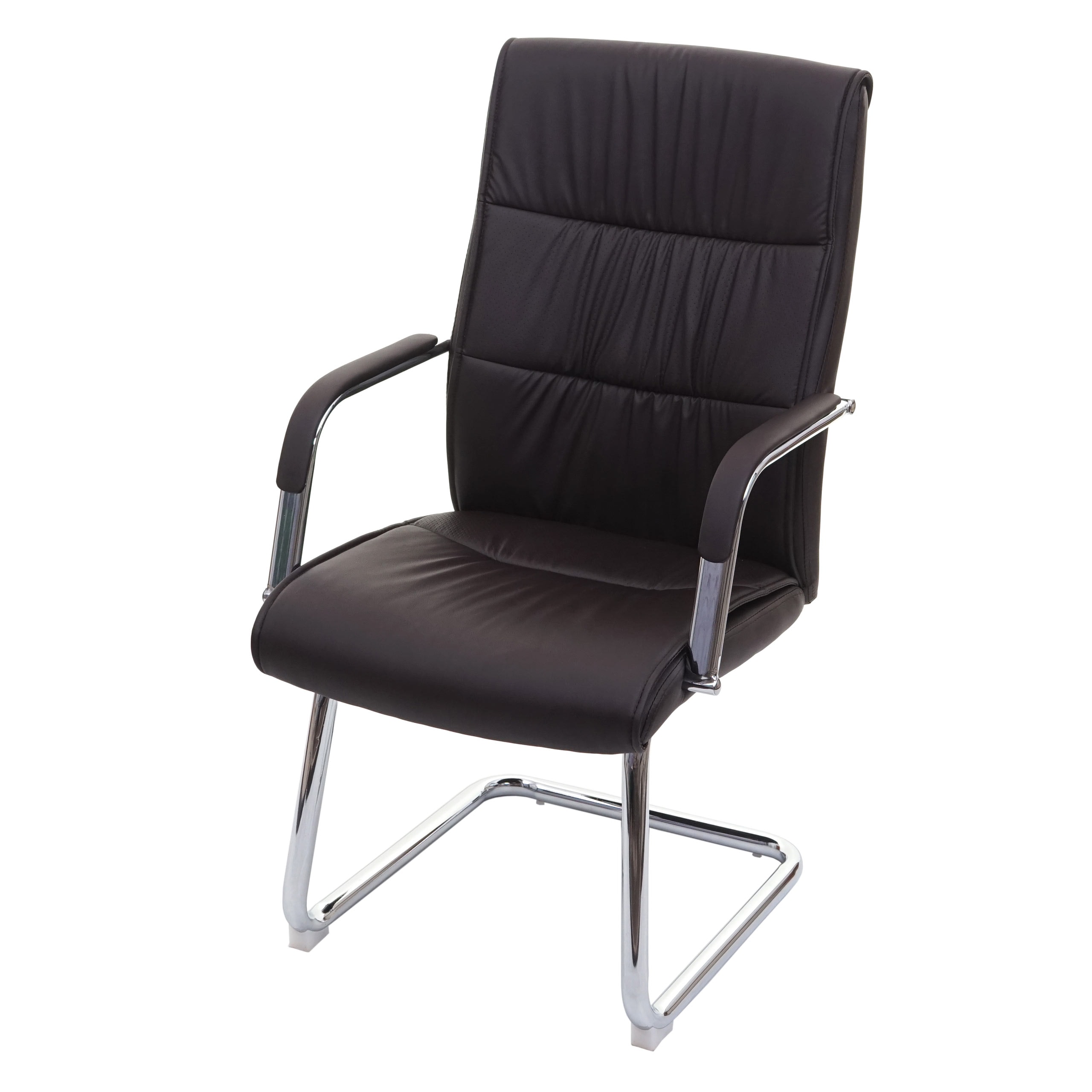 Konferenzstuhl MCW-A49, Besucherstuhl Freischwinger, Kunstleder ~ braun - Bild 1