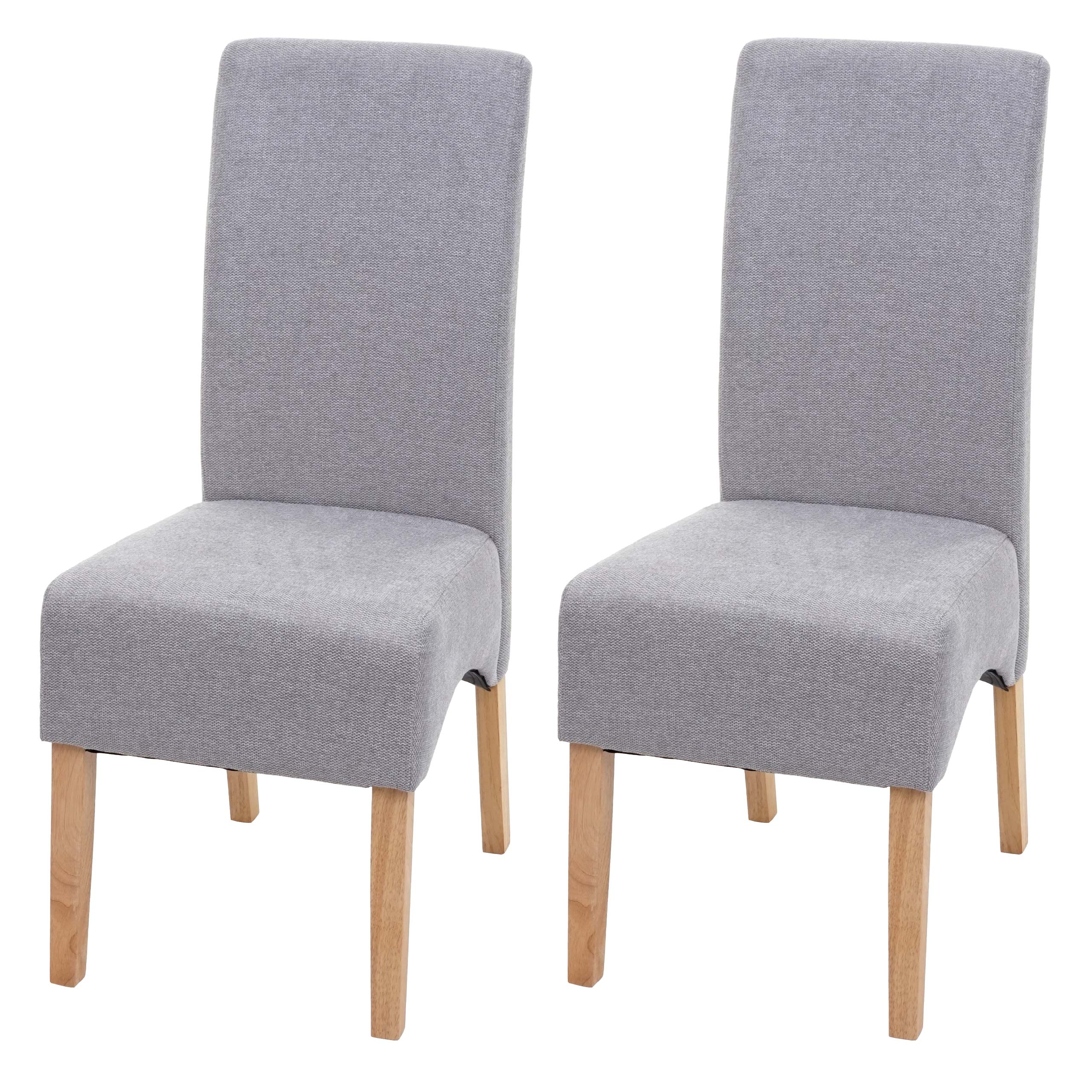 2er-Set Esszimmerstuhl Crotone, K&uuml;chenstuhl Stuhl, Stoff/Textil MVG-zertifiziert ~ hellgrau, helle Beine - Bild 1